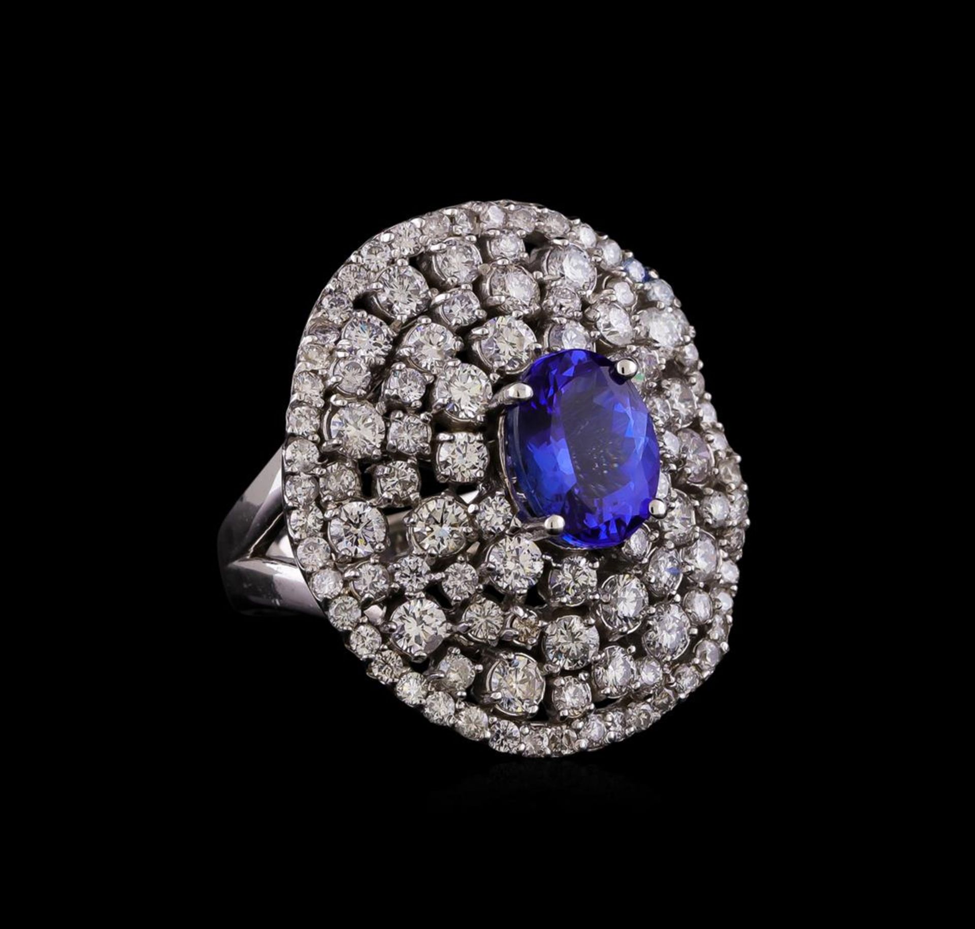 14KT White Gold 2.55 ctw Tanzanite and Diamond Ring