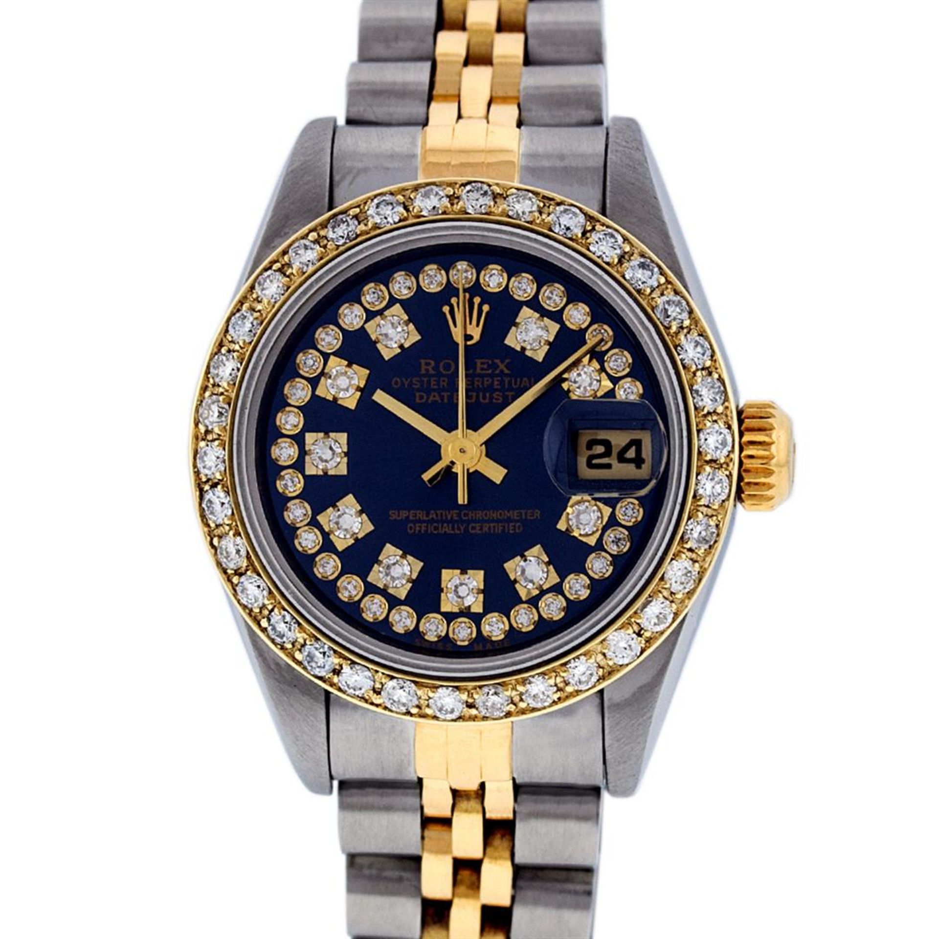 Rolex Ladies 2 Tone Quickset 18K Blue String Diamond Datejust Wristwatch - Image 2 of 9