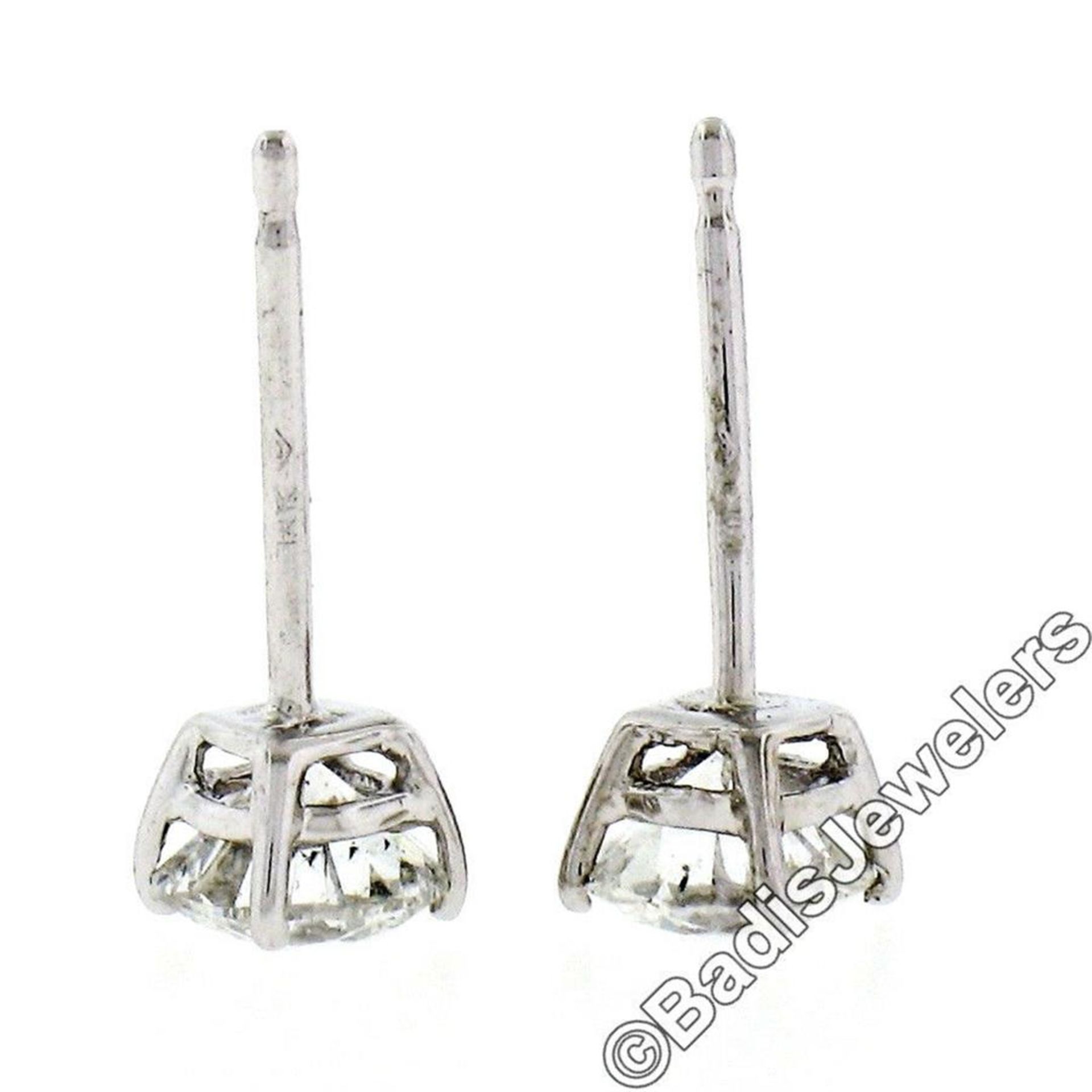 New Classic 14kt White Gold 0.75ctw Round Brilliant Diamond Stud Earrings - Image 4 of 6