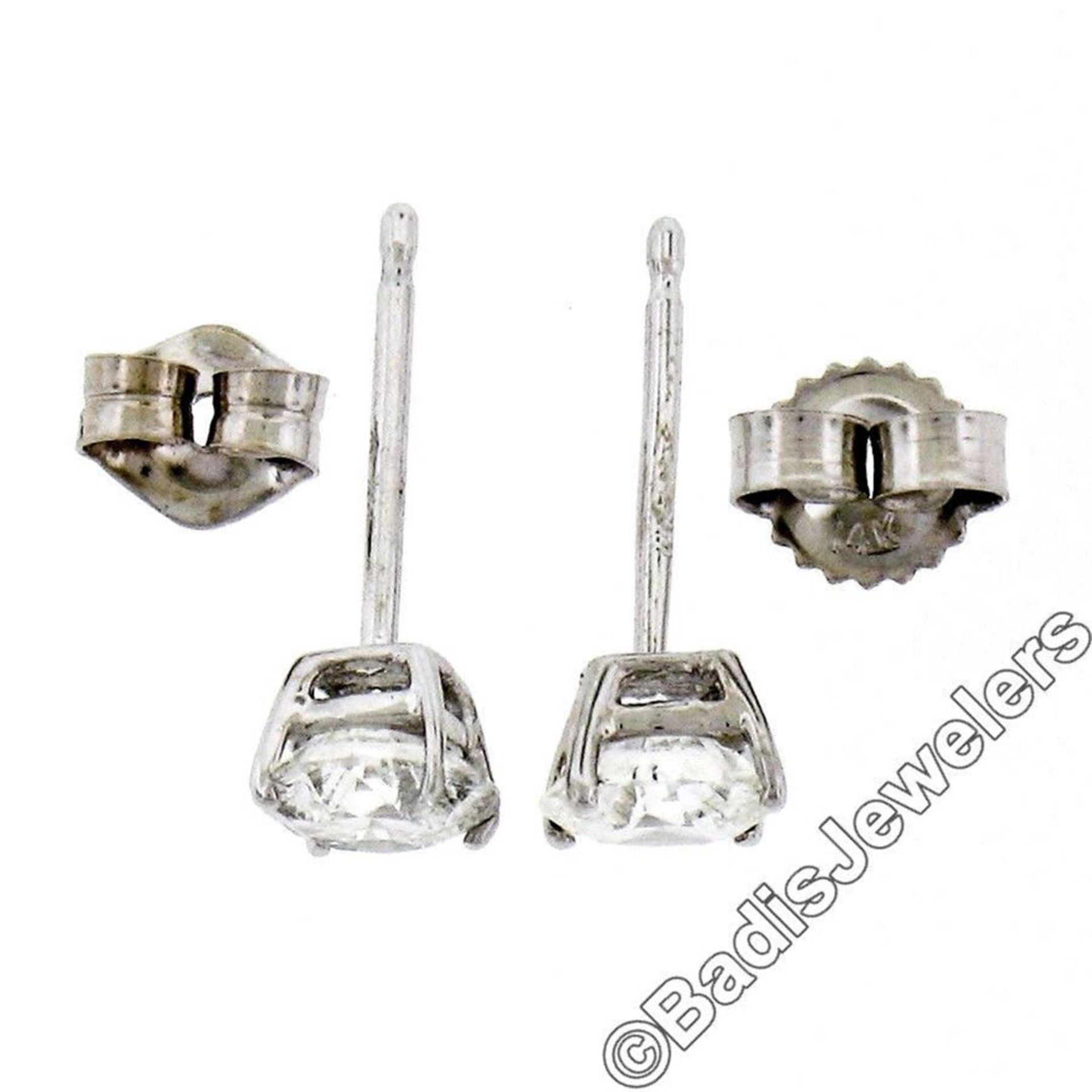 New Classic 14kt White Gold 0.75ctw Round Brilliant Diamond Stud Earrings - Image 5 of 6