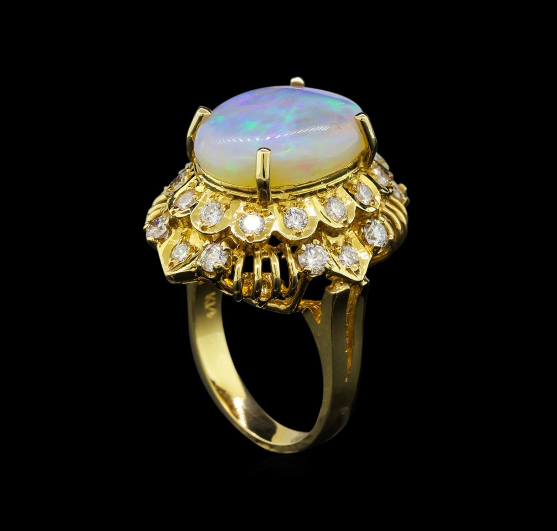 14KT Yellow Gold 3.68 ctw Opal and Diamond Ring - Image 4 of 5