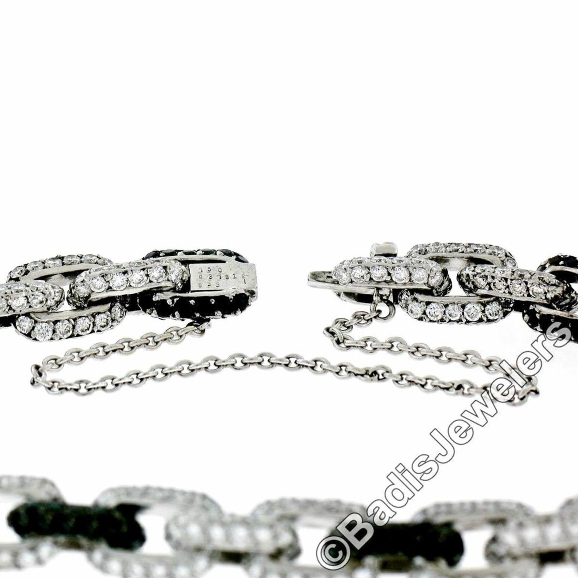 18kt White Gold 8.33ctw Round White and Black Diamond Cable Link Bracelet - Image 7 of 7