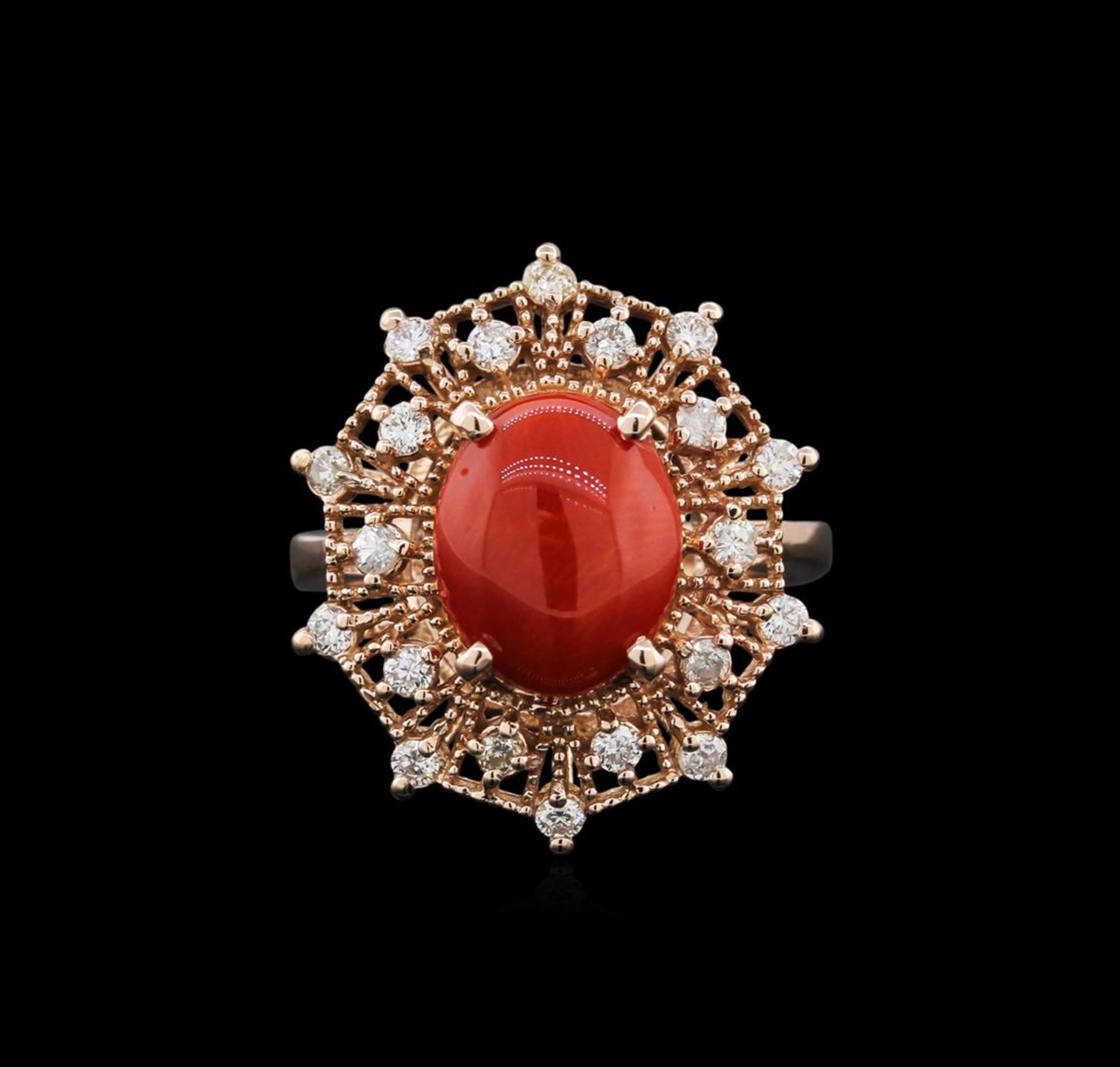 14KT Rose Gold 2.82 ctw Coral and Diamond Ring - Image 2 of 4