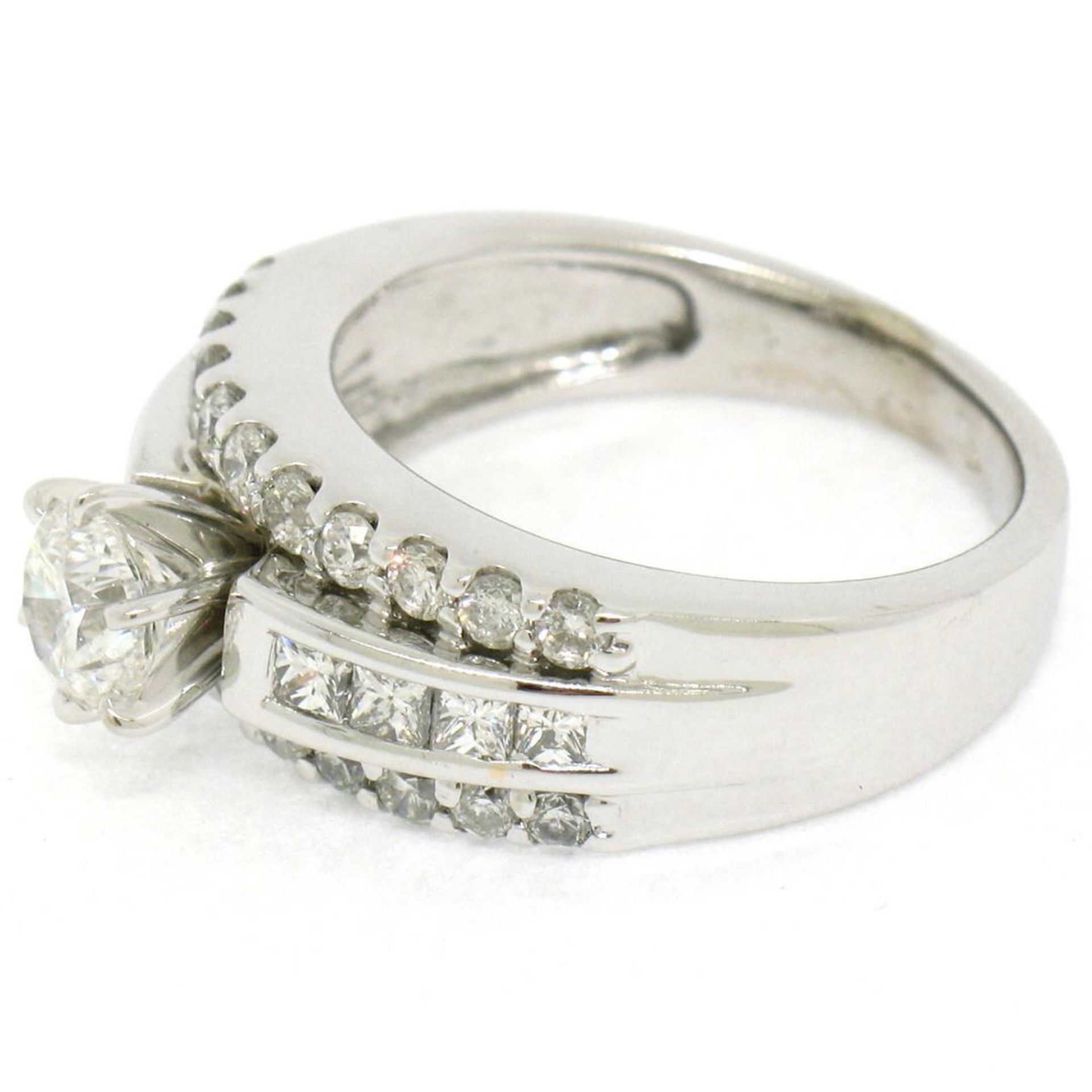 14K White Gold 1.39ctw Prong Round & Channel Princess Diamond Engagement Ring - Image 6 of 9
