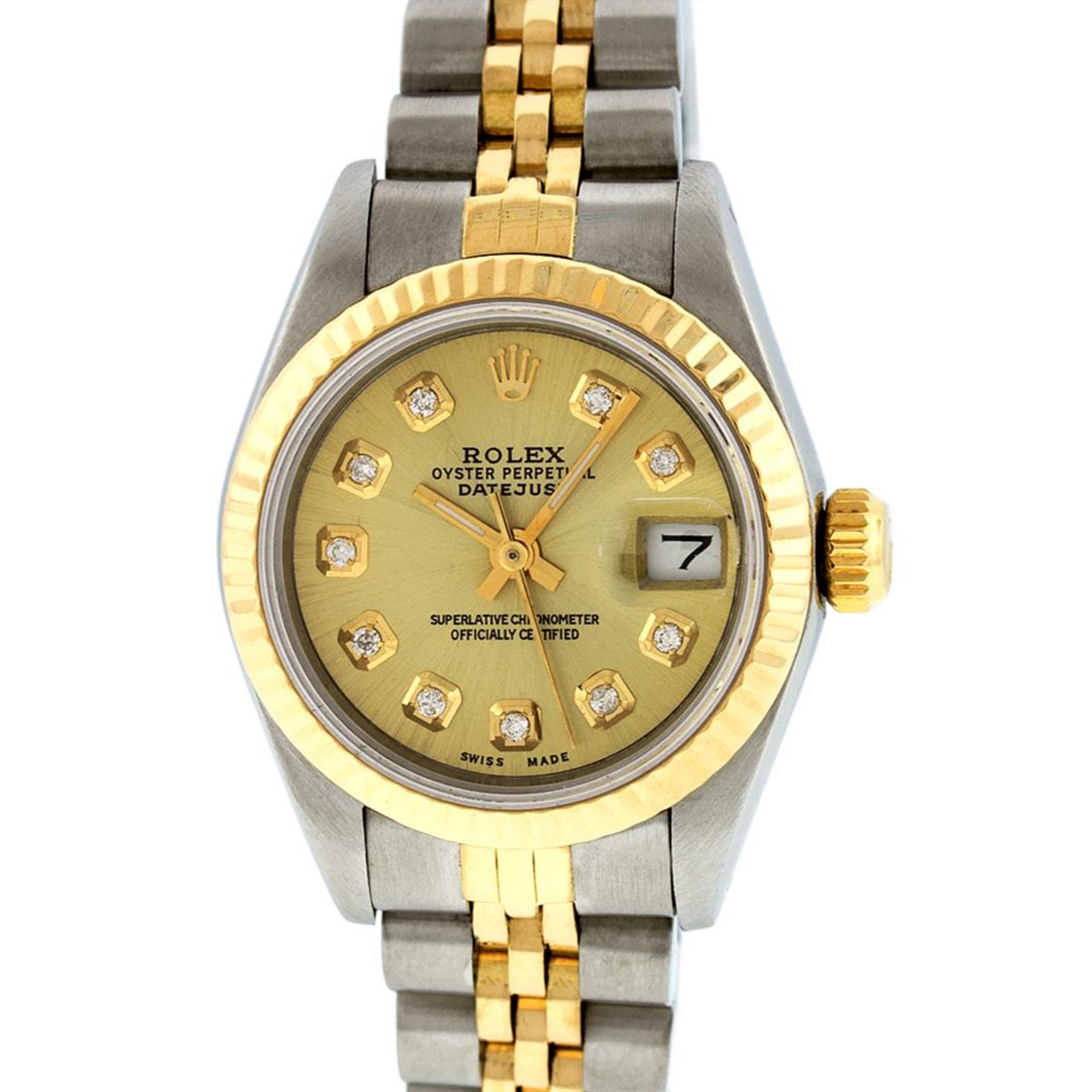 Rolex Ladies 2 Tone Champagne Diamond 26MM Datejust Wristwatch