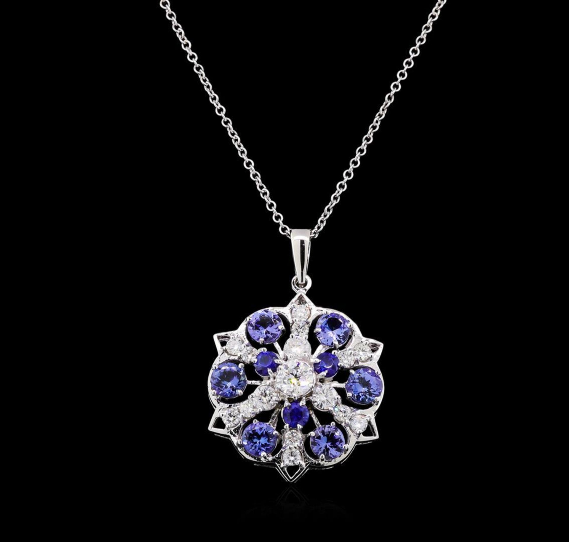 2.88 ctw Tanzanite, Sapphire and Diamond Necklace - 14KT White Gold - Image 2 of 4