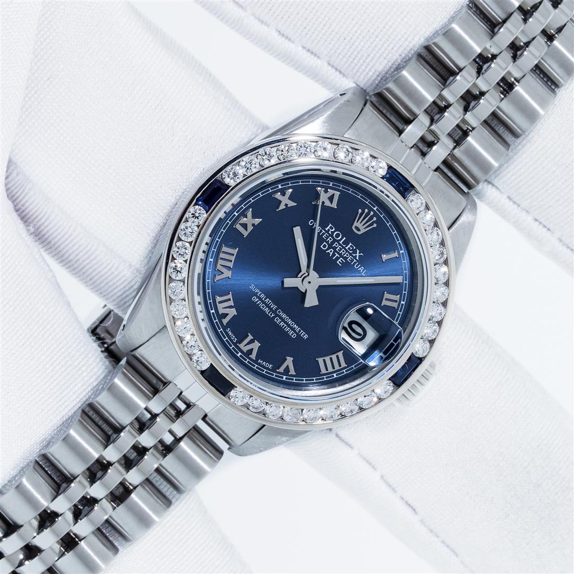 Rolex 26 Ladies Stainless Steel Factory Blue Roman With Service Card and Box - Image 2 of 9