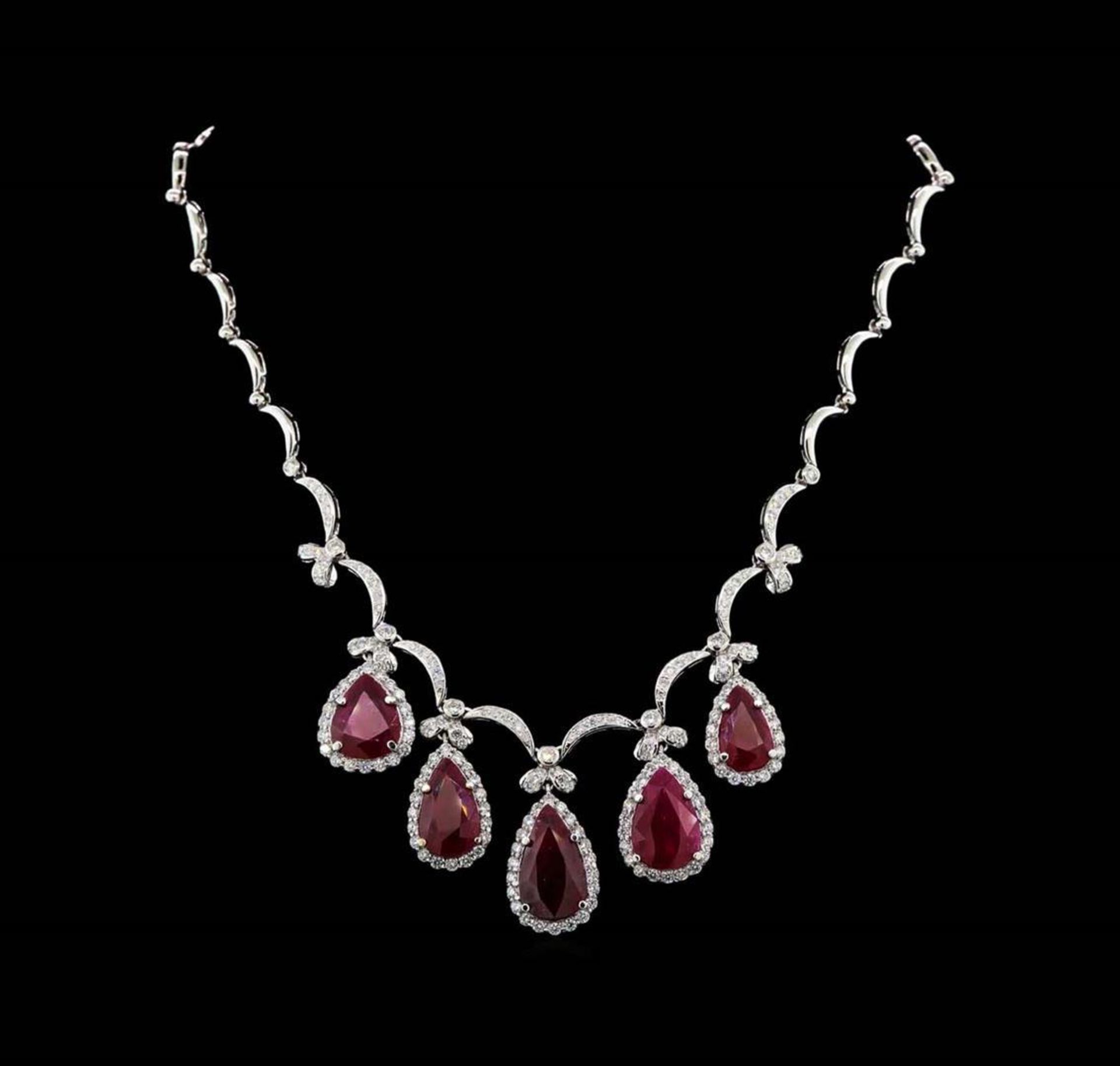 GIA Cert 44.80 ctw Ruby and Diamond Suite - 18KT White Gold - Image 2 of 8