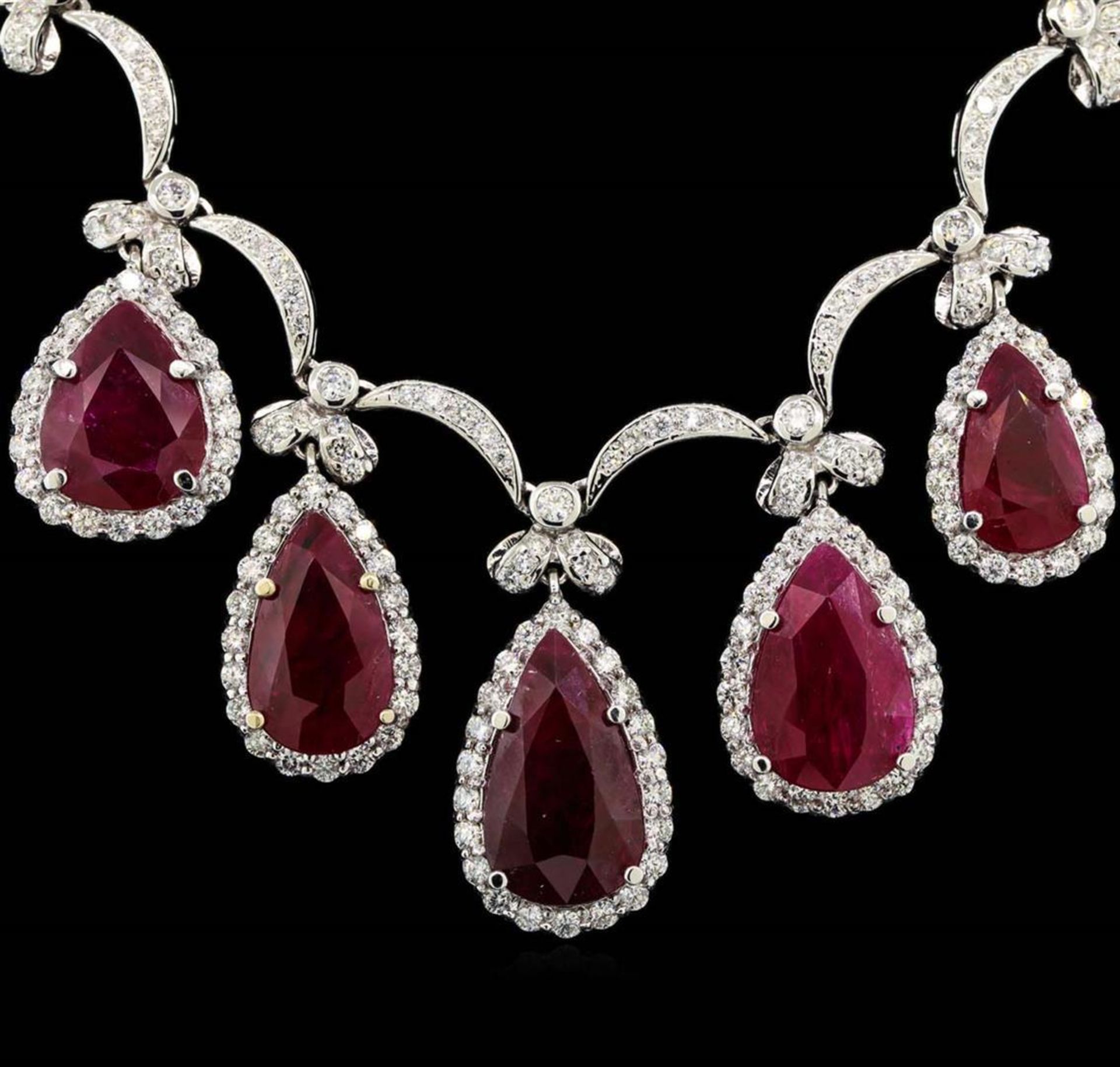 GIA Cert 44.80 ctw Ruby and Diamond Suite - 18KT White Gold - Image 3 of 8