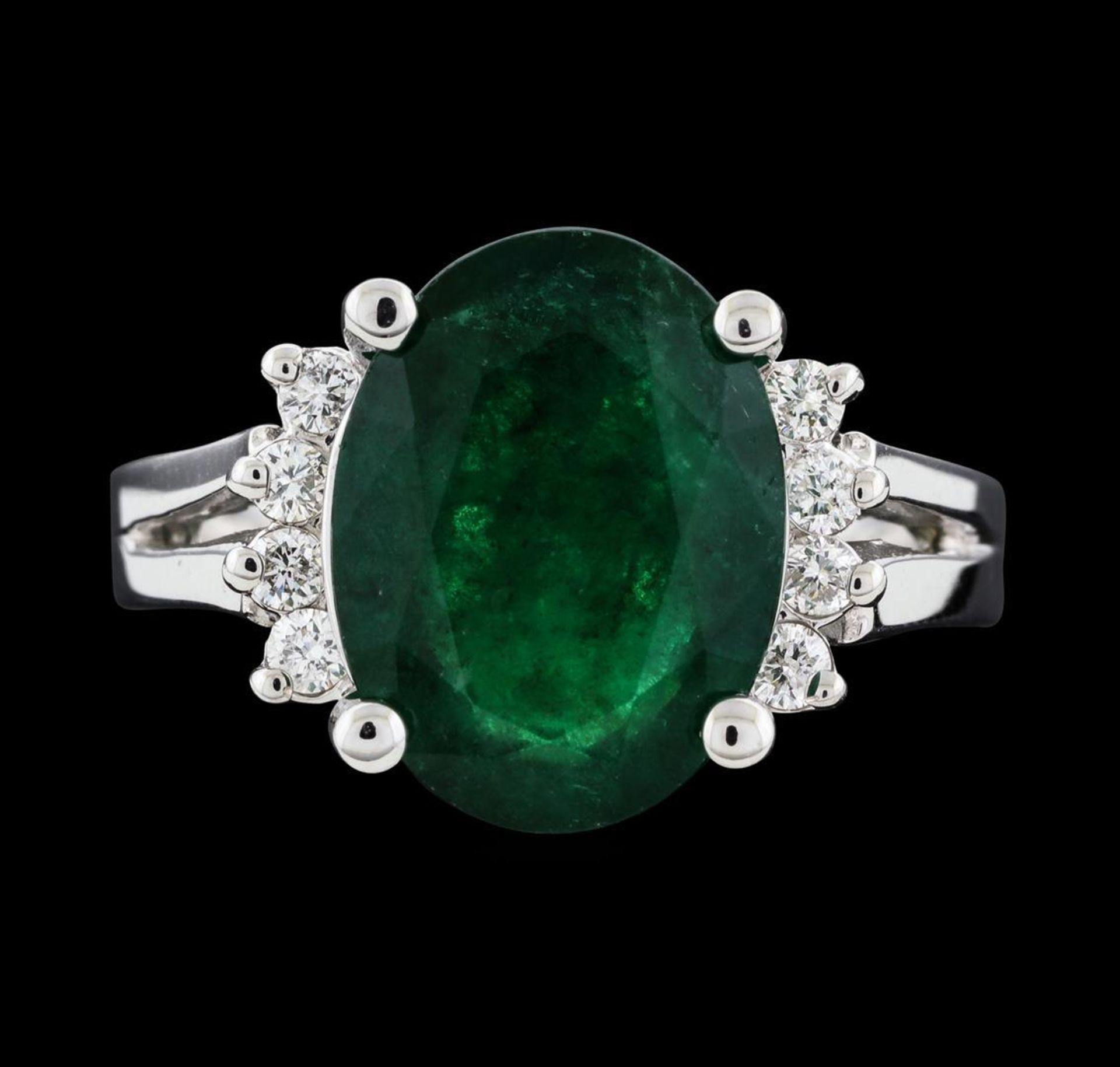 5.53 ctw Emerald and Diamond Ring - 14KT White Gold - Image 2 of 5