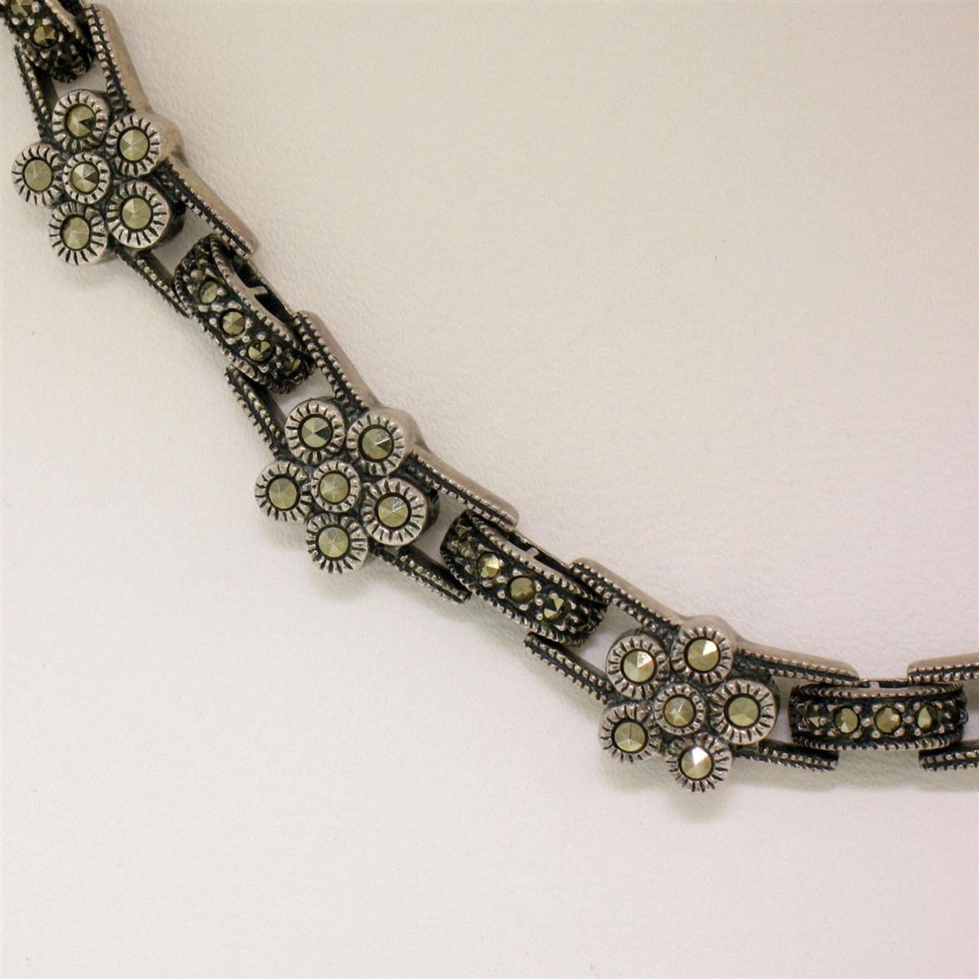 Judith Jack 16" Sterling Silver Marcasite Flower Cluster Chain Necklace w/ Box - Image 2 of 8