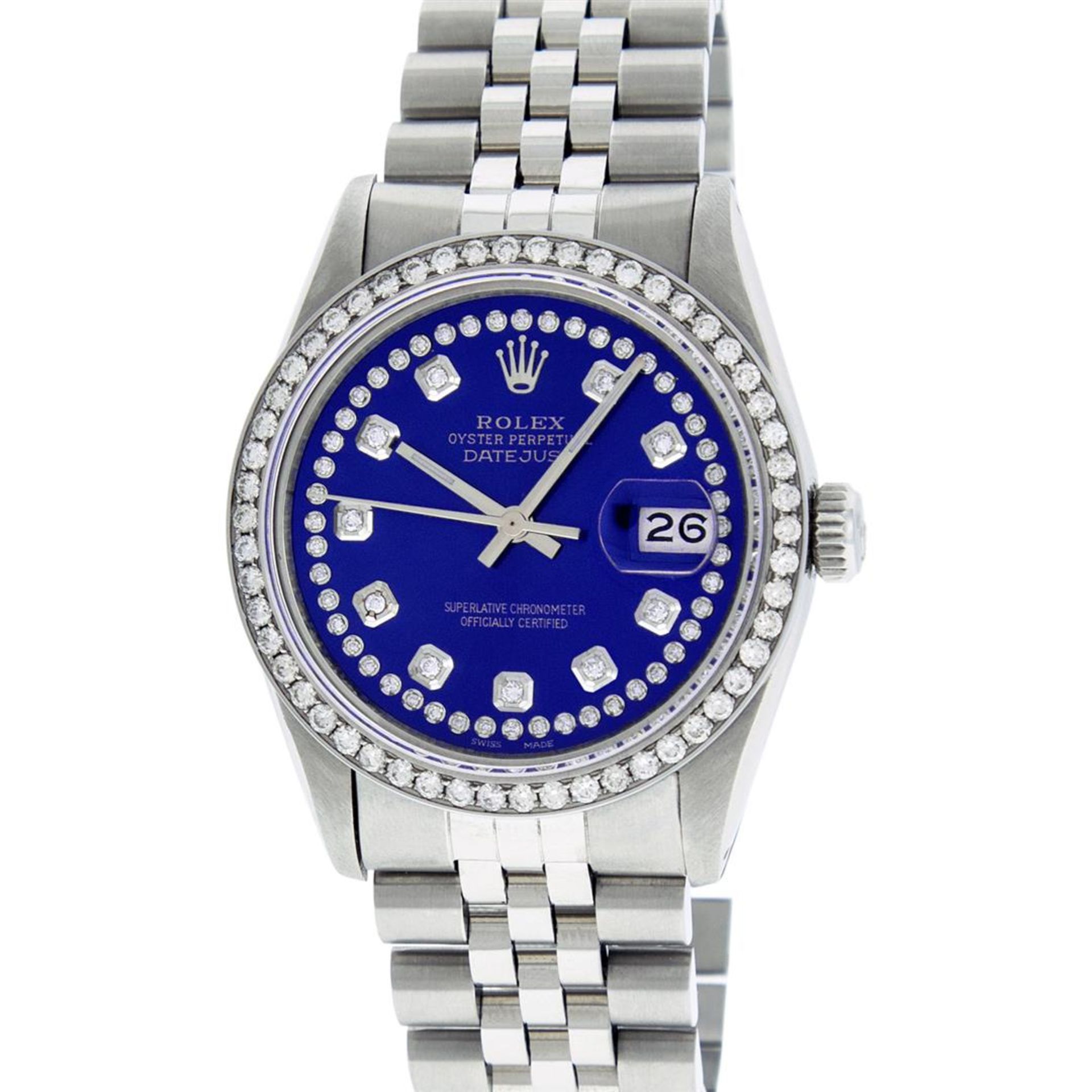 Rolex Stainless Steel Blue String Diamond 36MM Oyster Perpetual Datejust Wristwa - Image 2 of 9
