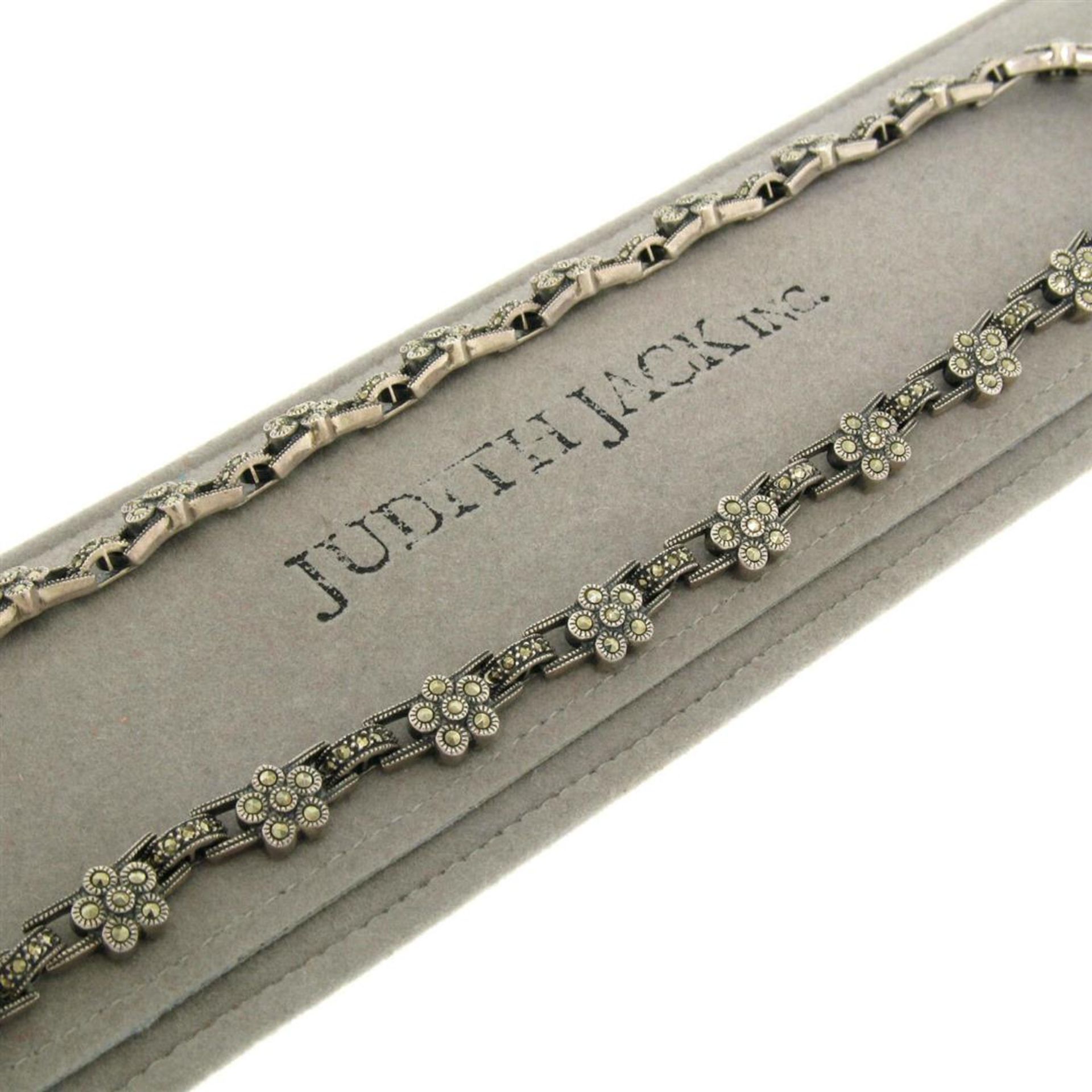 Judith Jack 16" Sterling Silver Marcasite Flower Cluster Chain Necklace w/ Box - Image 4 of 8