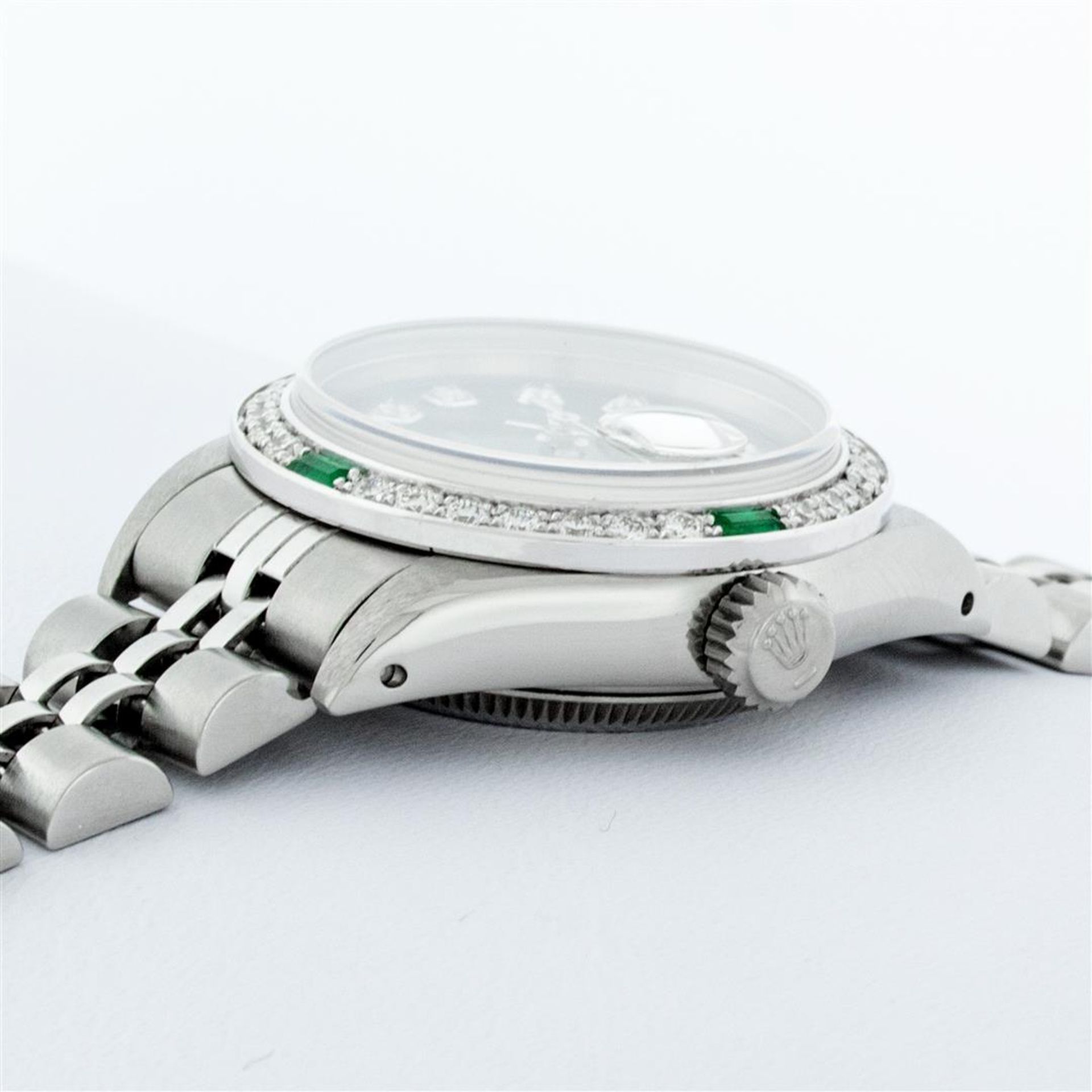 Rolex Ladies Stainless Steel Green Diamond & Emerald 26MM Datejust Wristwatch - Image 9 of 9