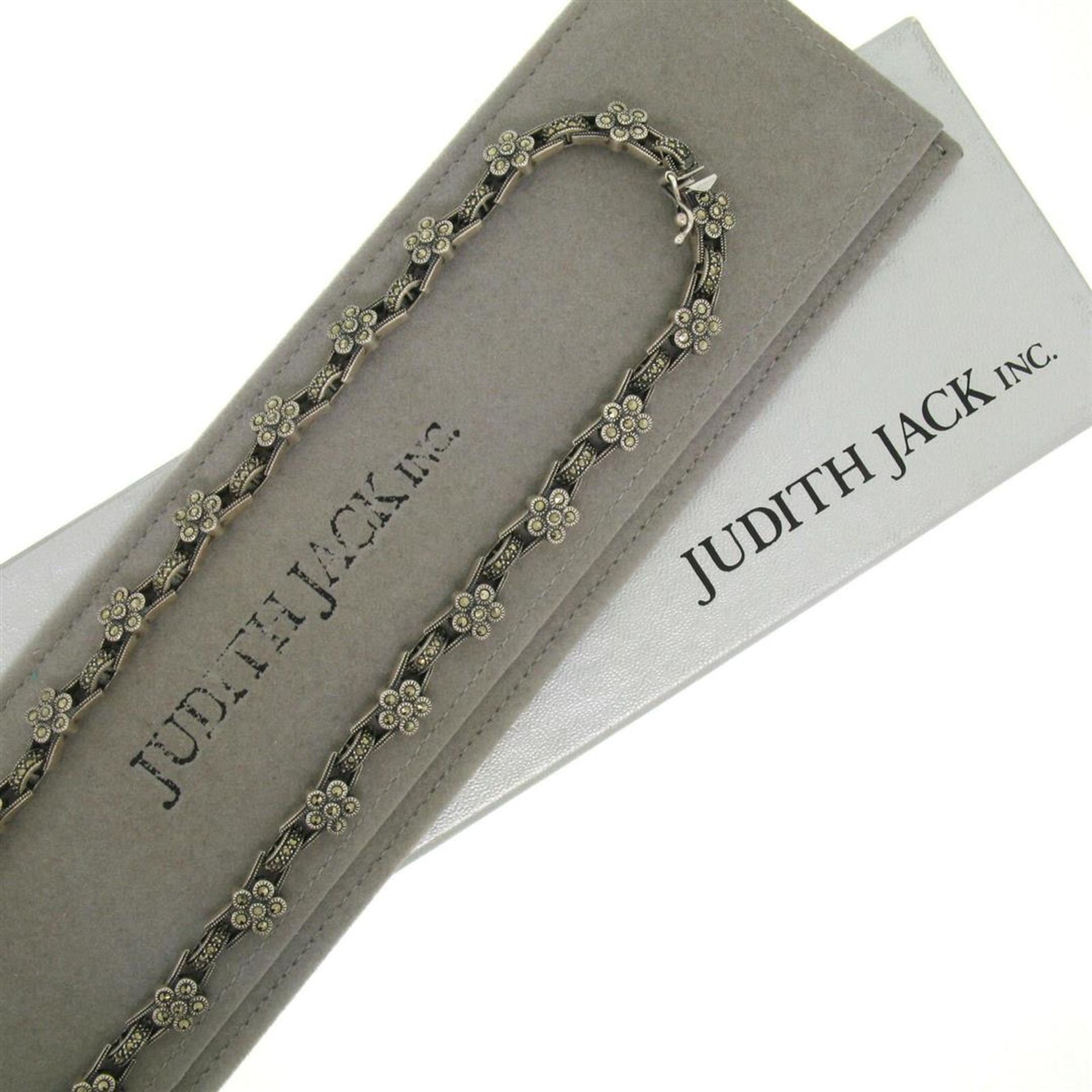 Judith Jack 16" Sterling Silver Marcasite Flower Cluster Chain Necklace w/ Box - Image 5 of 8