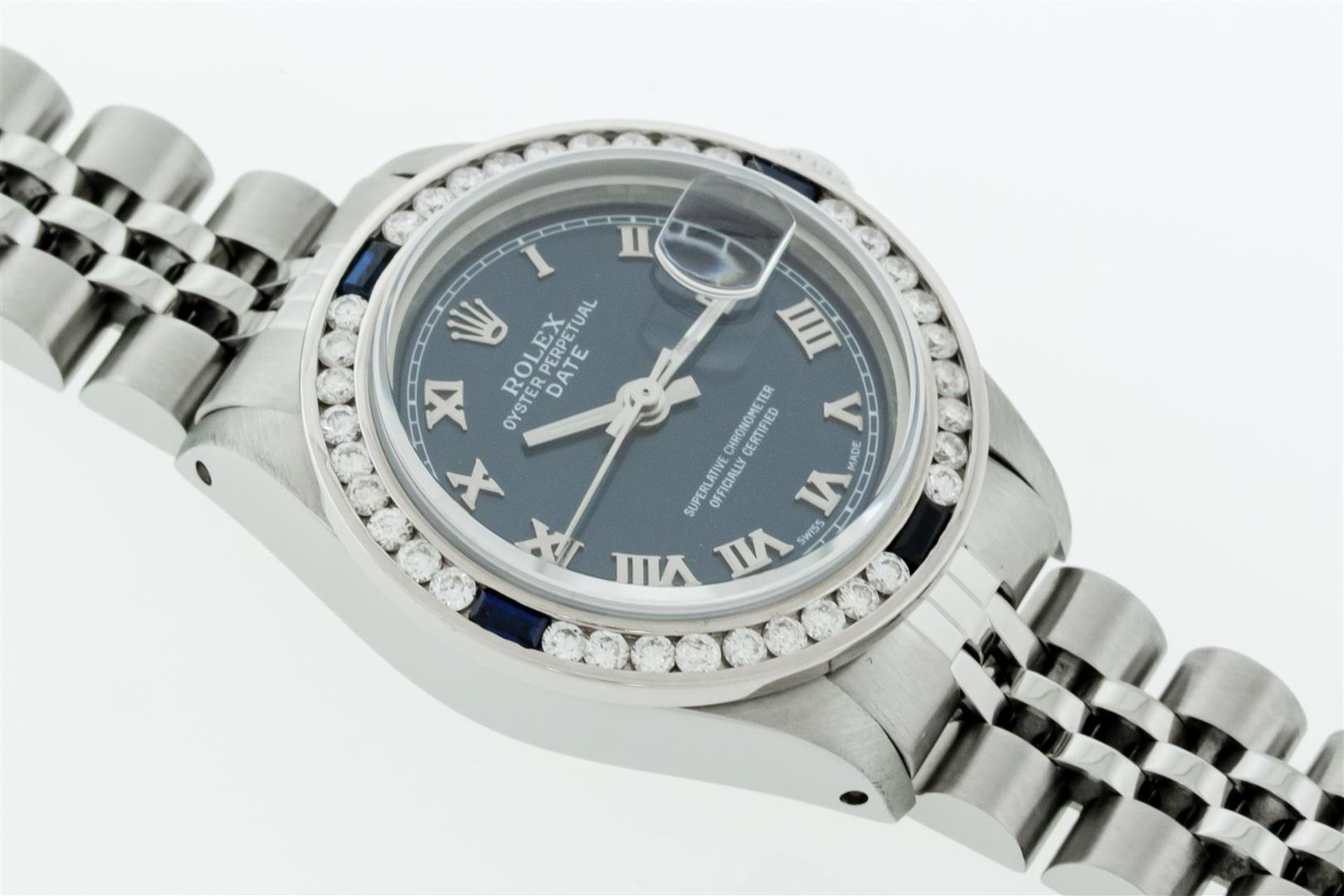 Rolex 26 Ladies Stainless Steel Factory Blue Roman With Service Card and Box - Image 6 of 9