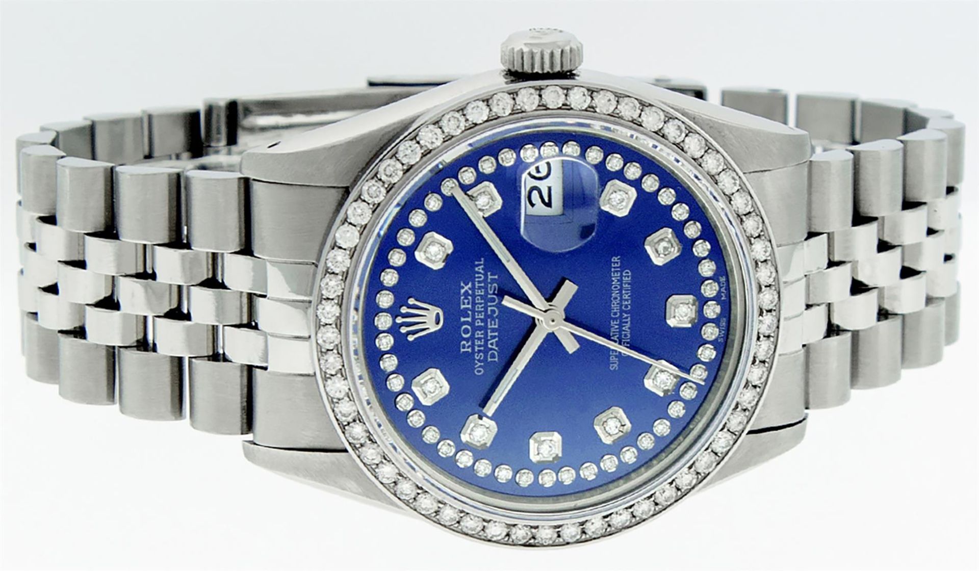 Rolex Stainless Steel Blue String Diamond 36MM Oyster Perpetual Datejust Wristwa - Image 3 of 9