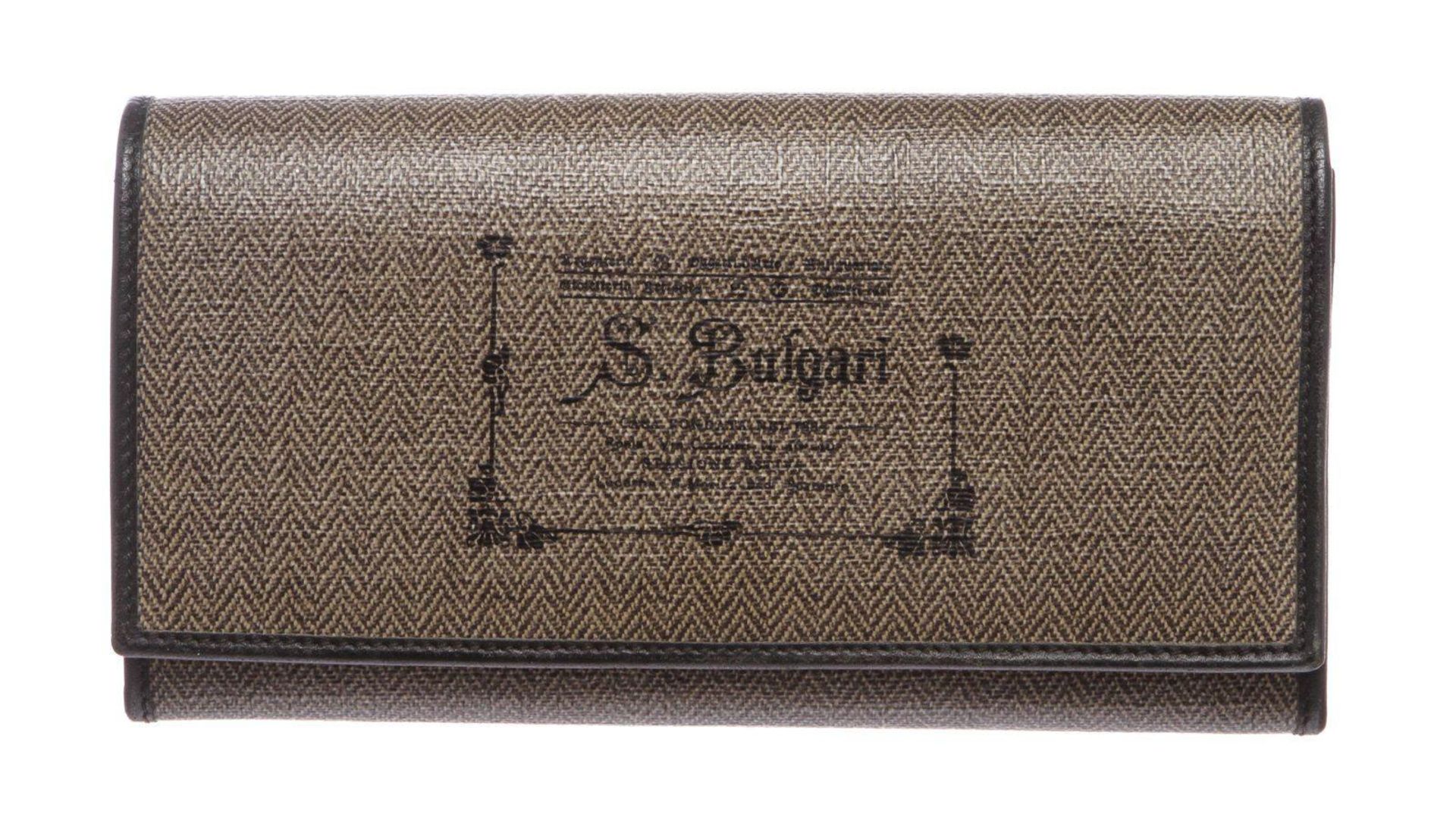 Bvlgari Dark Brown Coated Canvas Graphic Print Long Wallet