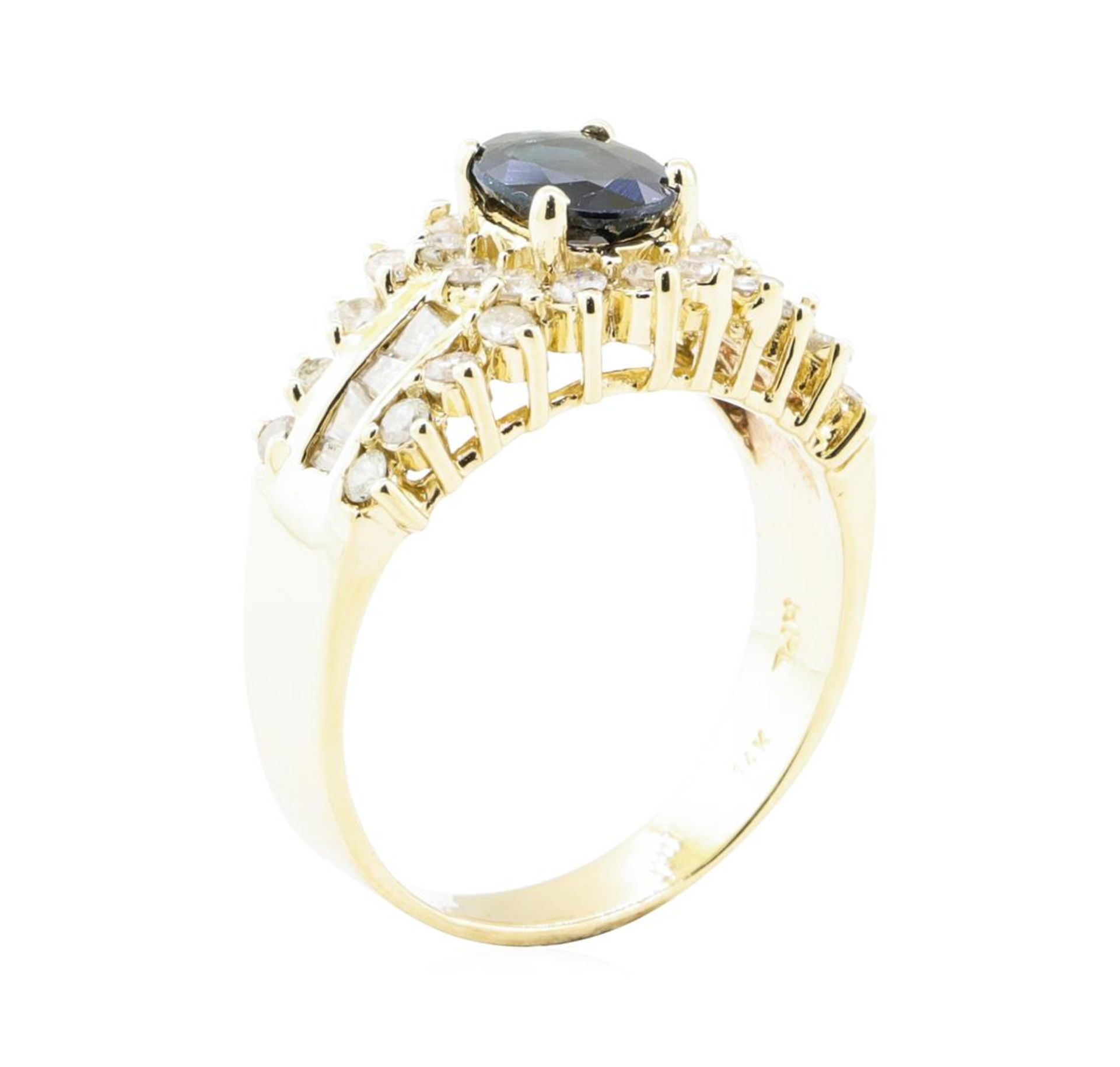 2.95 ctw Blue Sapphire And Diamond Ring - 14KT Yellow Gold - Image 4 of 5