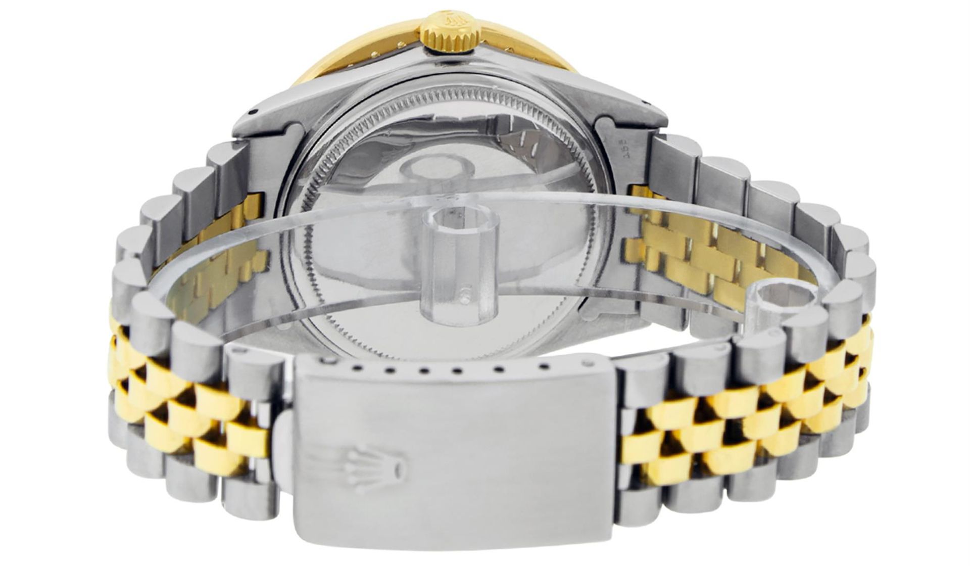Rolex Mens 2 Tone 18K Black Diamond Oyster Perpetual Datejust Wristwatch 36MM - Image 7 of 9