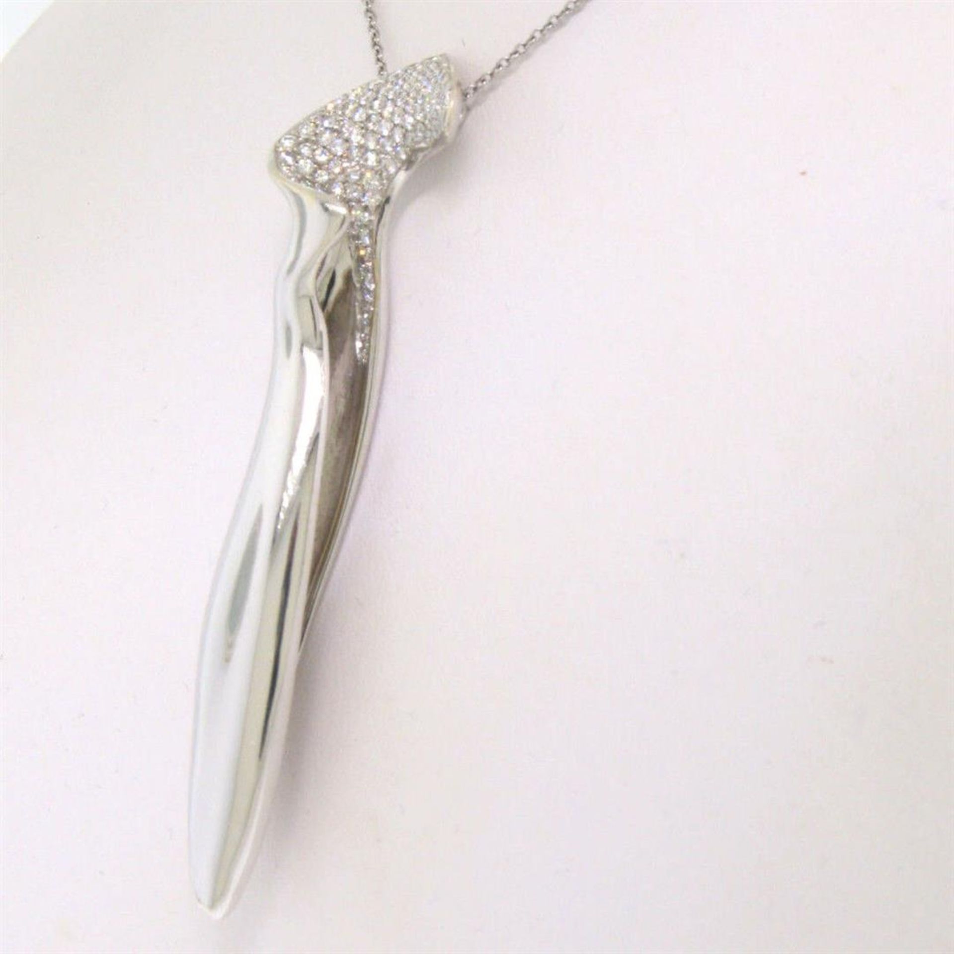 Tiffany & Co. Frank Gehry 16" 18k White Gold Orchid Diamond Pendant Necklace - Image 5 of 8