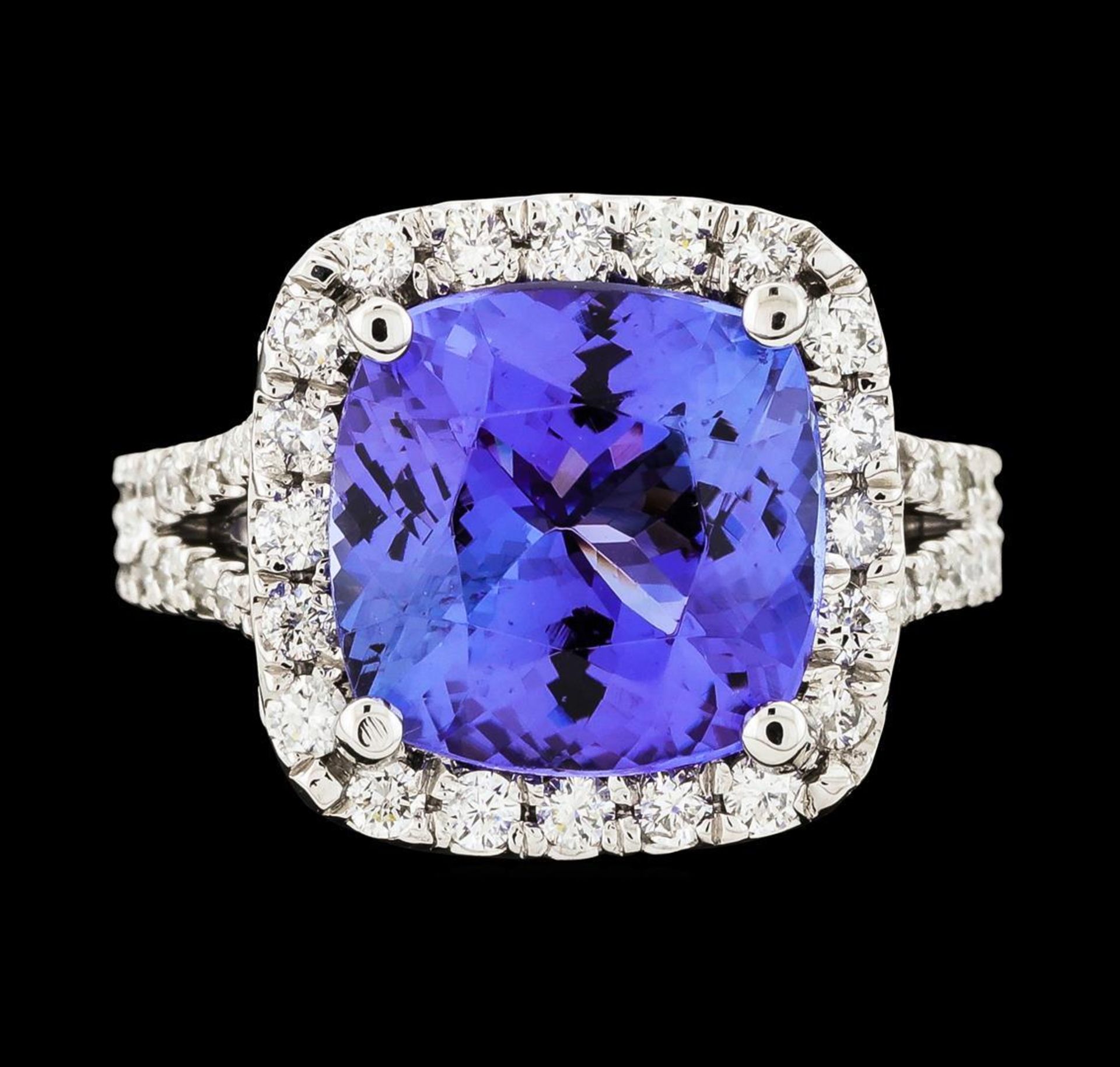 5.90 ctw Tanzanite and Diamond Ring - 14KT White Gold - Image 2 of 5