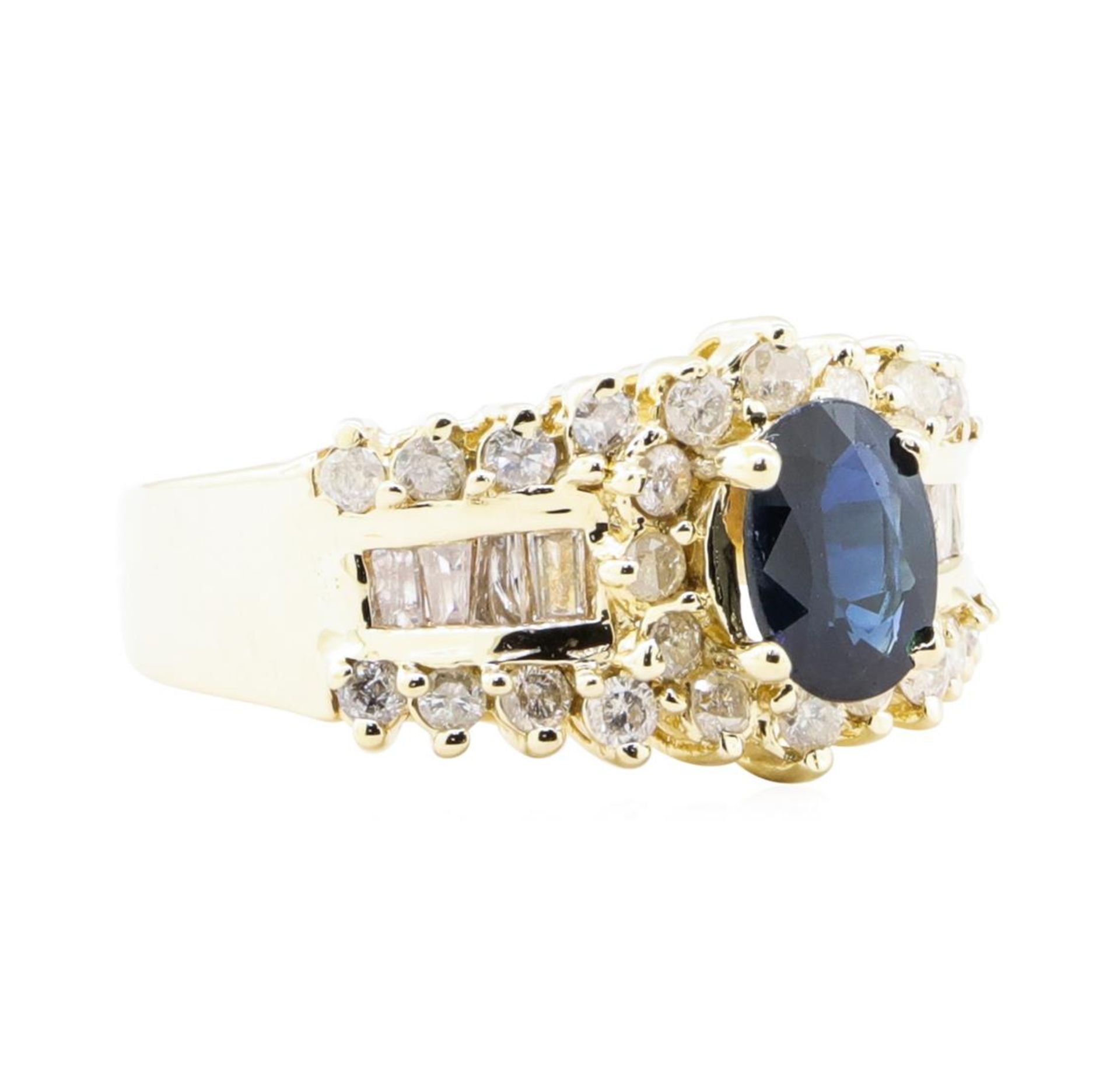 2.95 ctw Blue Sapphire And Diamond Ring - 14KT Yellow Gold