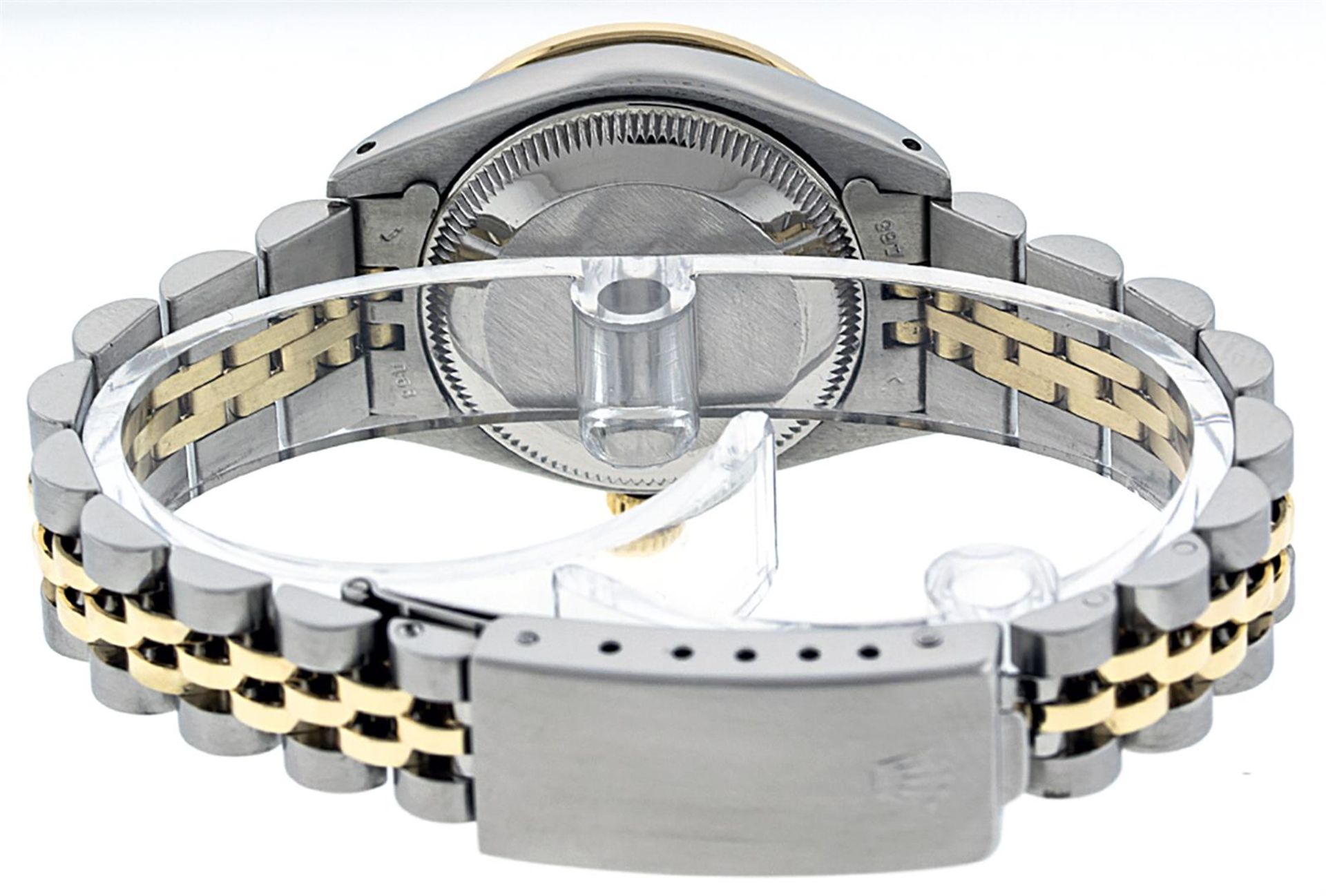 Rolex Ladies 2 Tone Pink MOP Diamond & Sapphire String Datejust Wristwatch - Image 5 of 9
