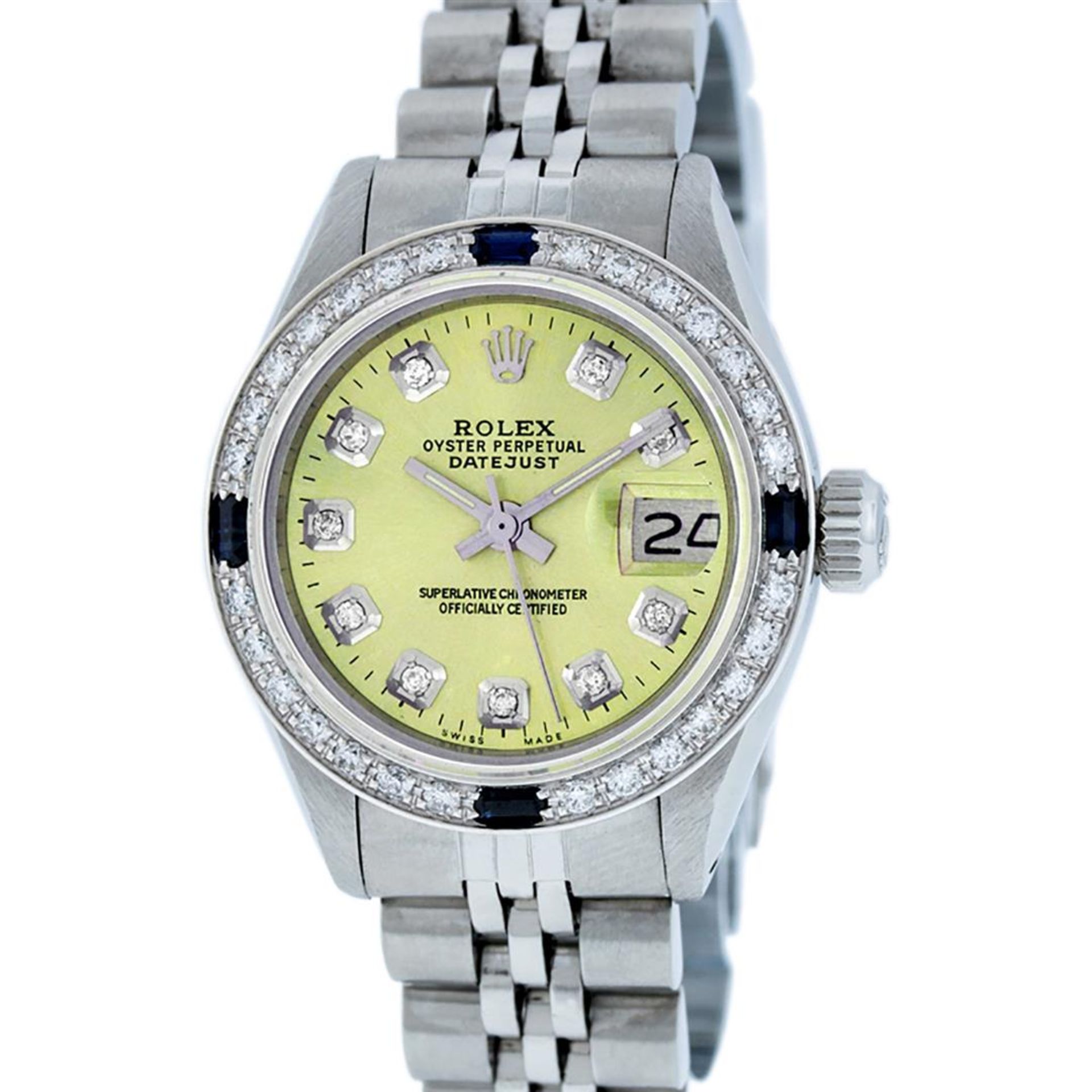 Rolex Ladies Stainless Steel Yellow Diamond & Sapphire Datejust Wristwatch - Image 2 of 9