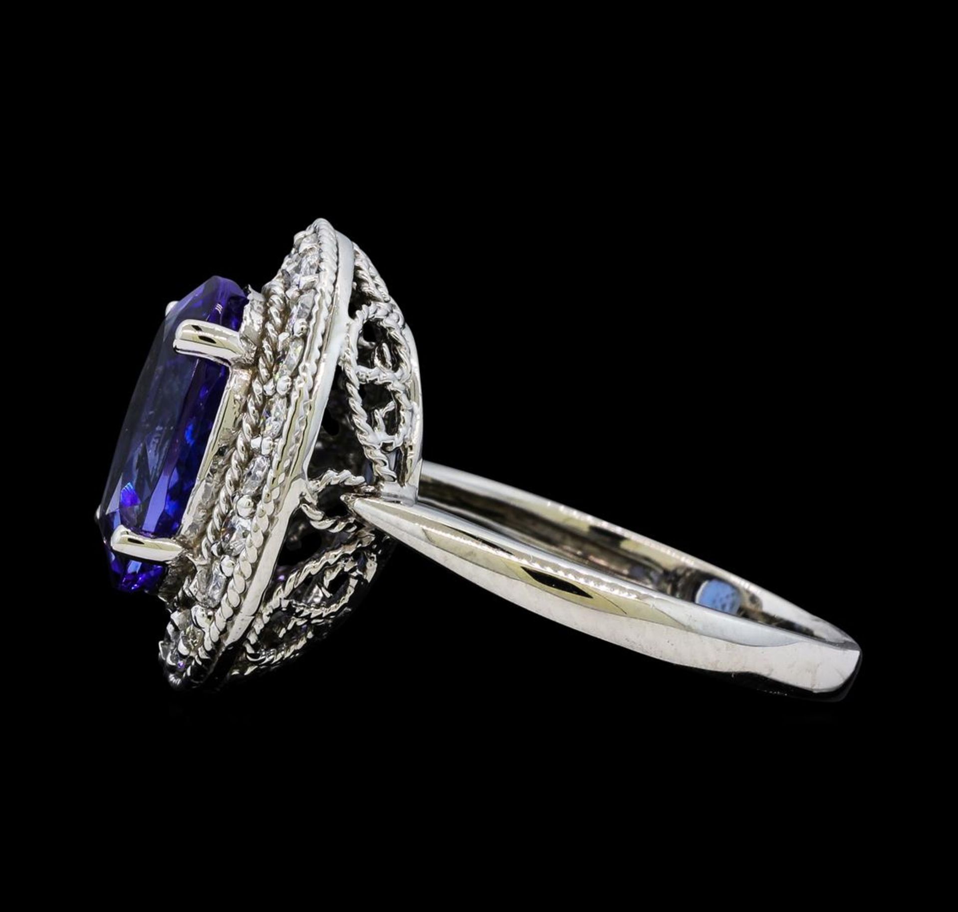 4.18 ctw Tanzanite and Diamond Ring - 14KT White Gold - Image 3 of 4