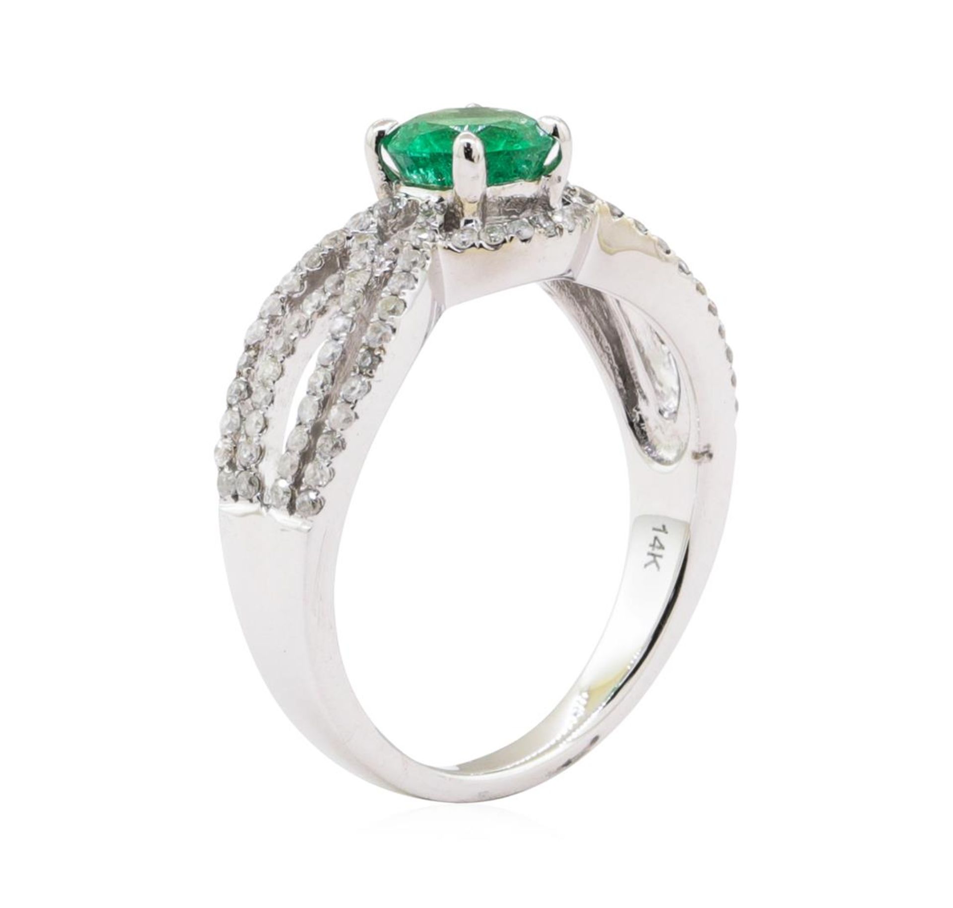 0.78ct Emerald and Diamond Ring - 14KT White Gold - Image 4 of 4