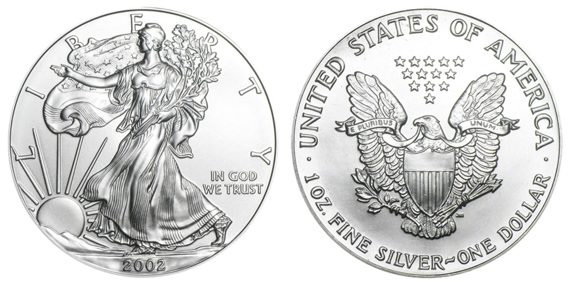 2002 American Silver Eagle .999 Fine Silver Dollar Coin