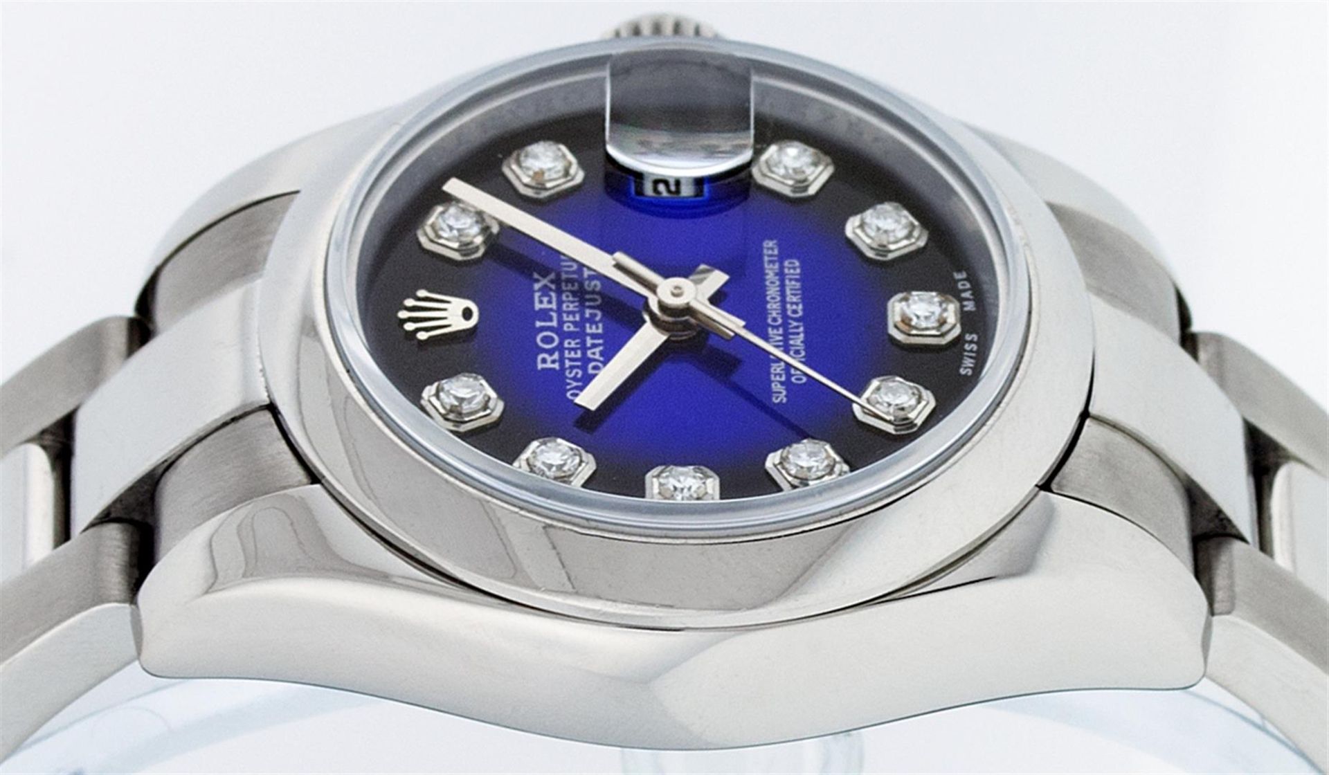 Rolex Ladies New Style Quickset Datejust Blue Diamond Oyster Perpetual Datejust - Image 3 of 9