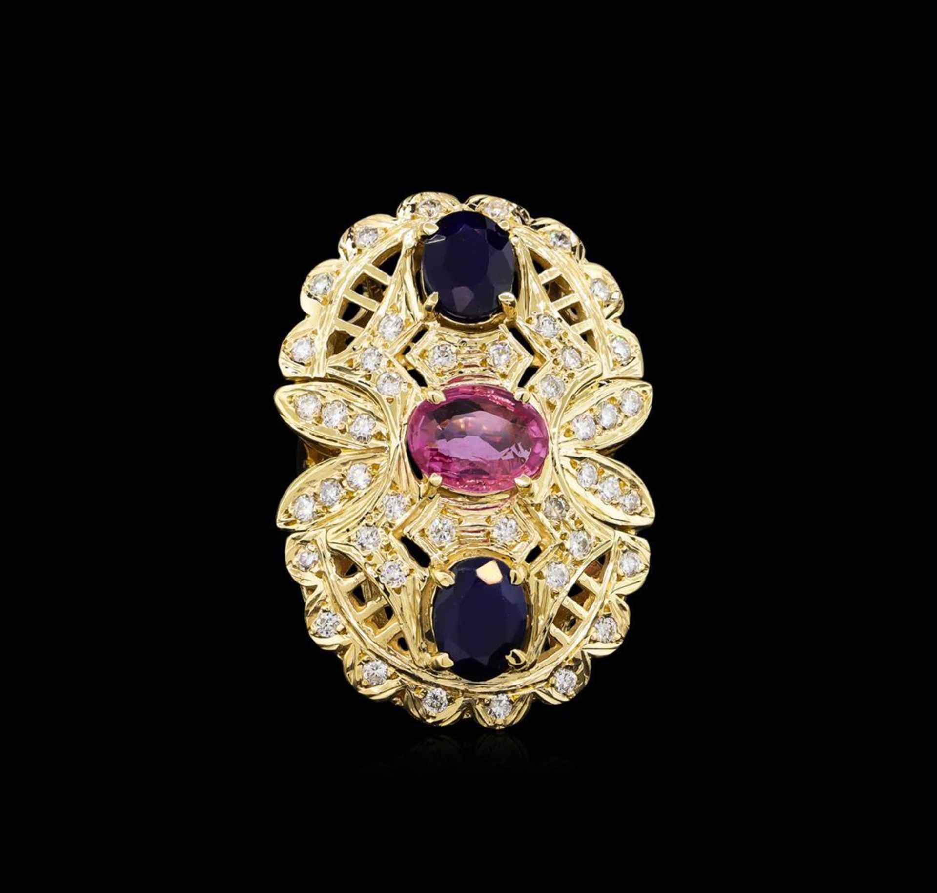 4.58 ctw Sapphire and Diamond Ring - 14KT Yellow Gold - Image 2 of 5