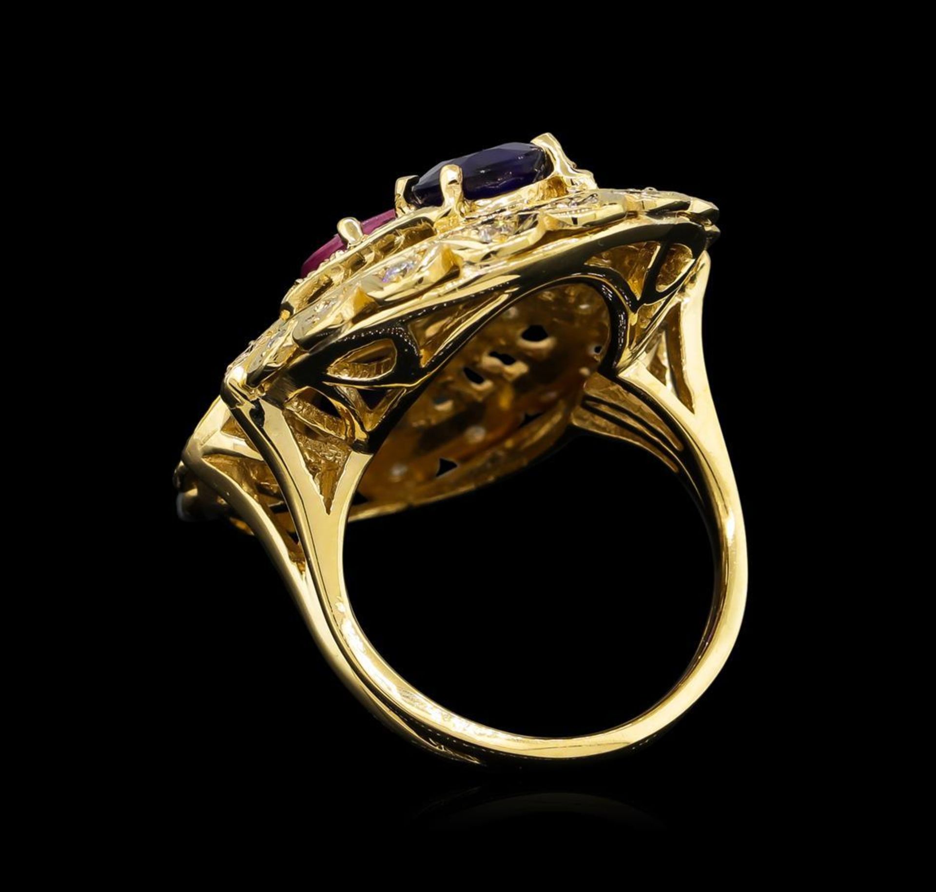 4.58 ctw Sapphire and Diamond Ring - 14KT Yellow Gold - Image 3 of 5