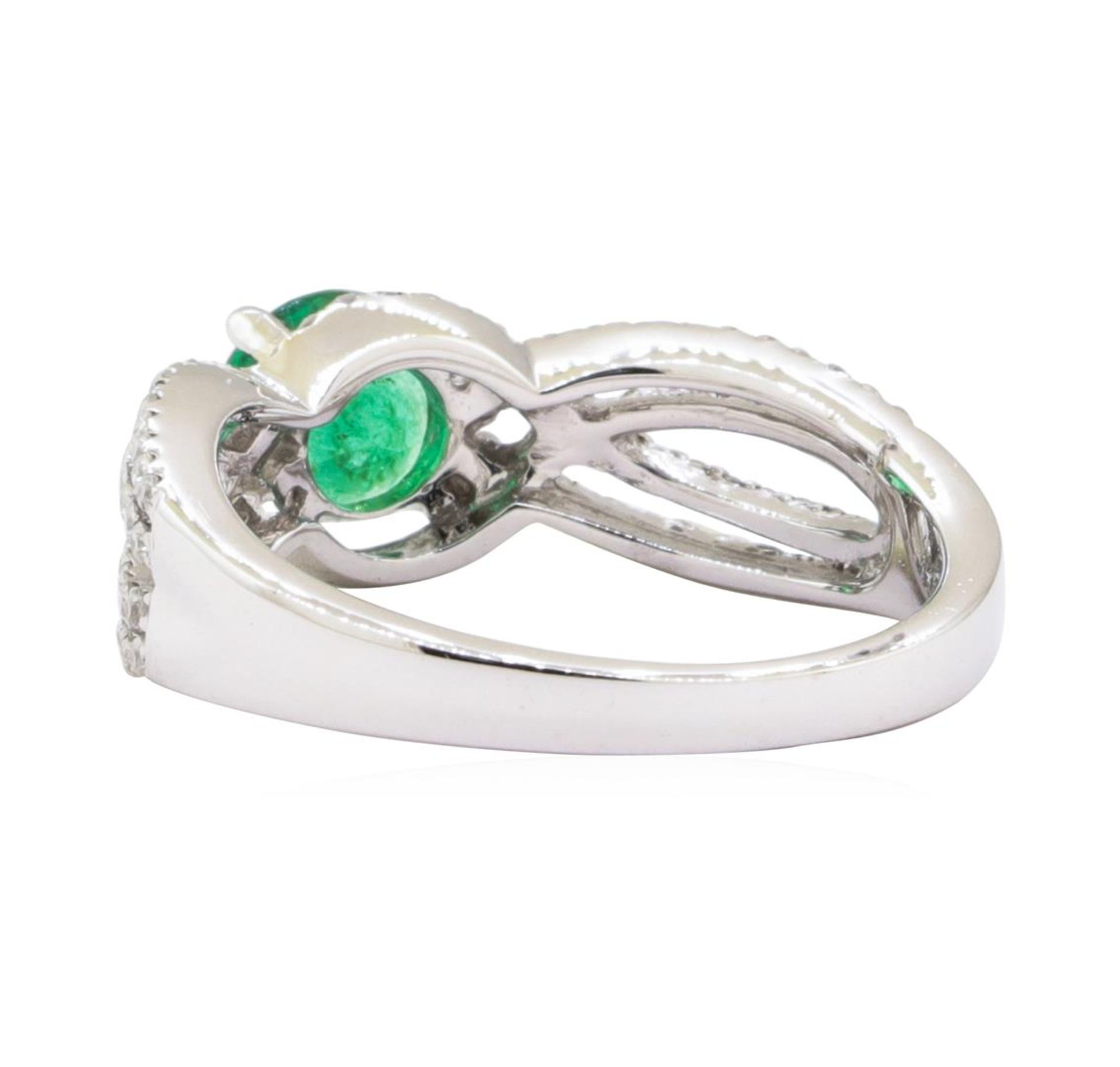 0.78ct Emerald and Diamond Ring - 14KT White Gold - Image 3 of 4