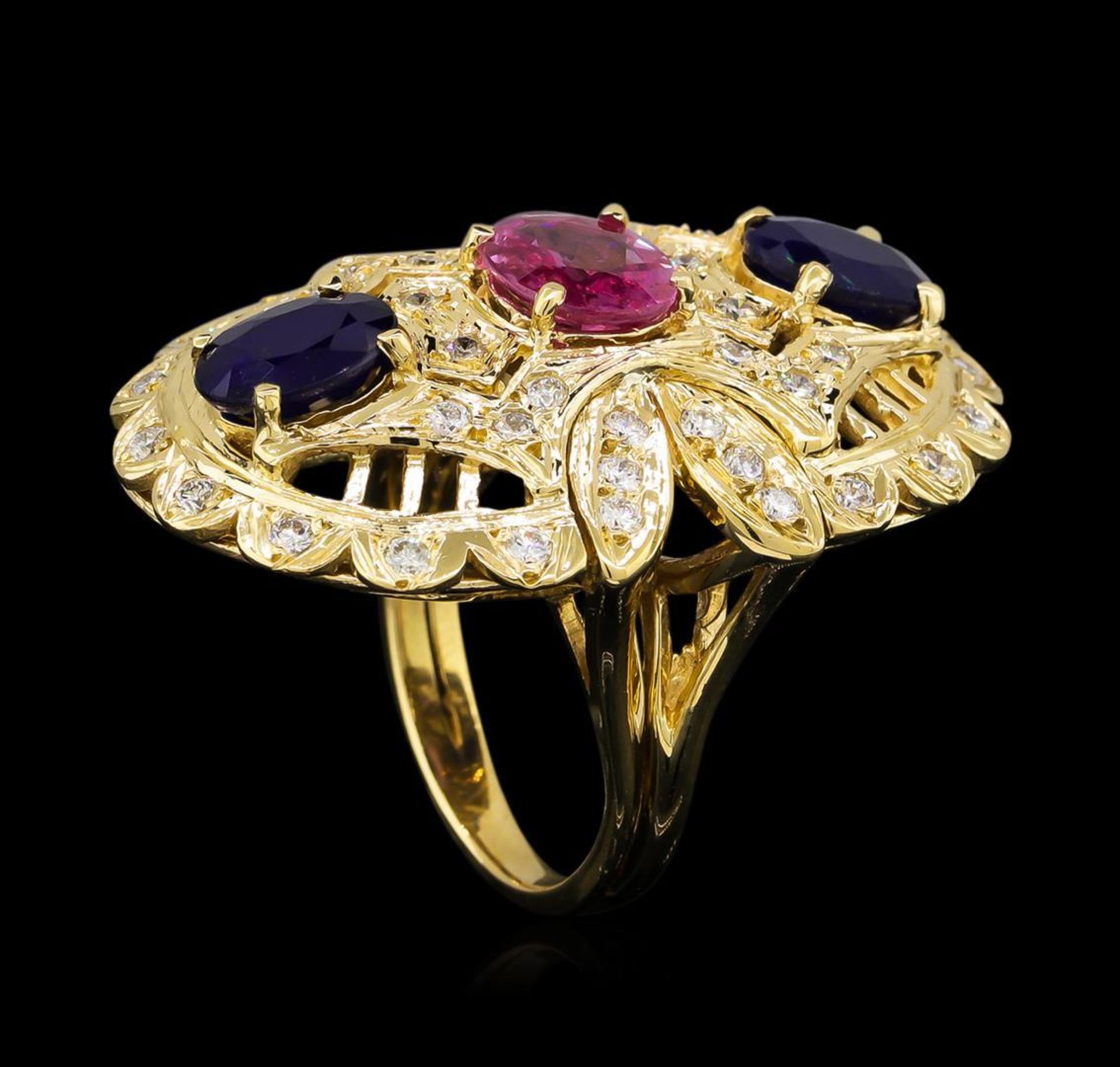 4.58 ctw Sapphire and Diamond Ring - 14KT Yellow Gold - Image 4 of 5