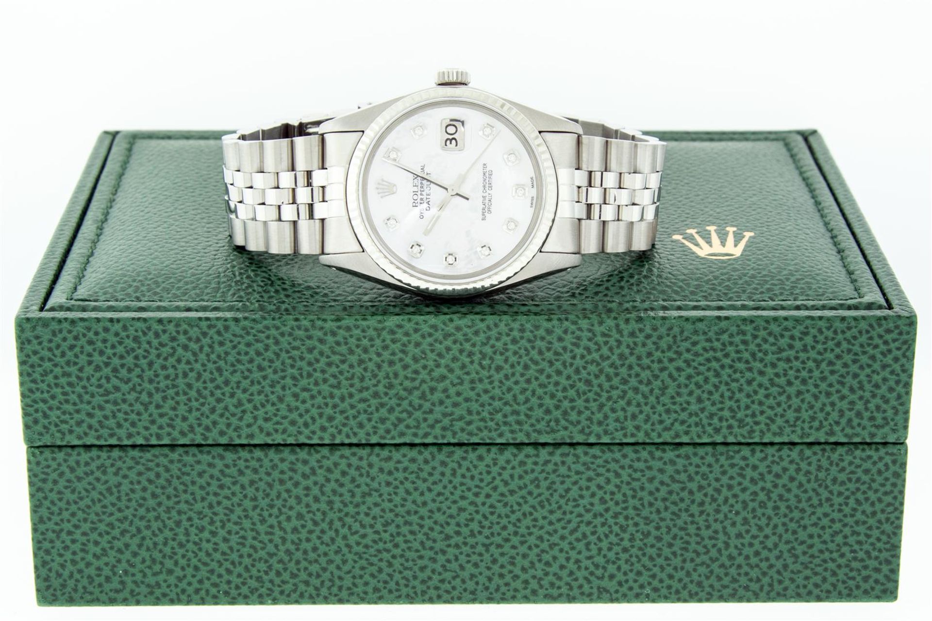 Rolex Mens Stainless Mother Of Pearl Diamond 36MM Datejust Wristwatch With Rolex - Image 8 of 9