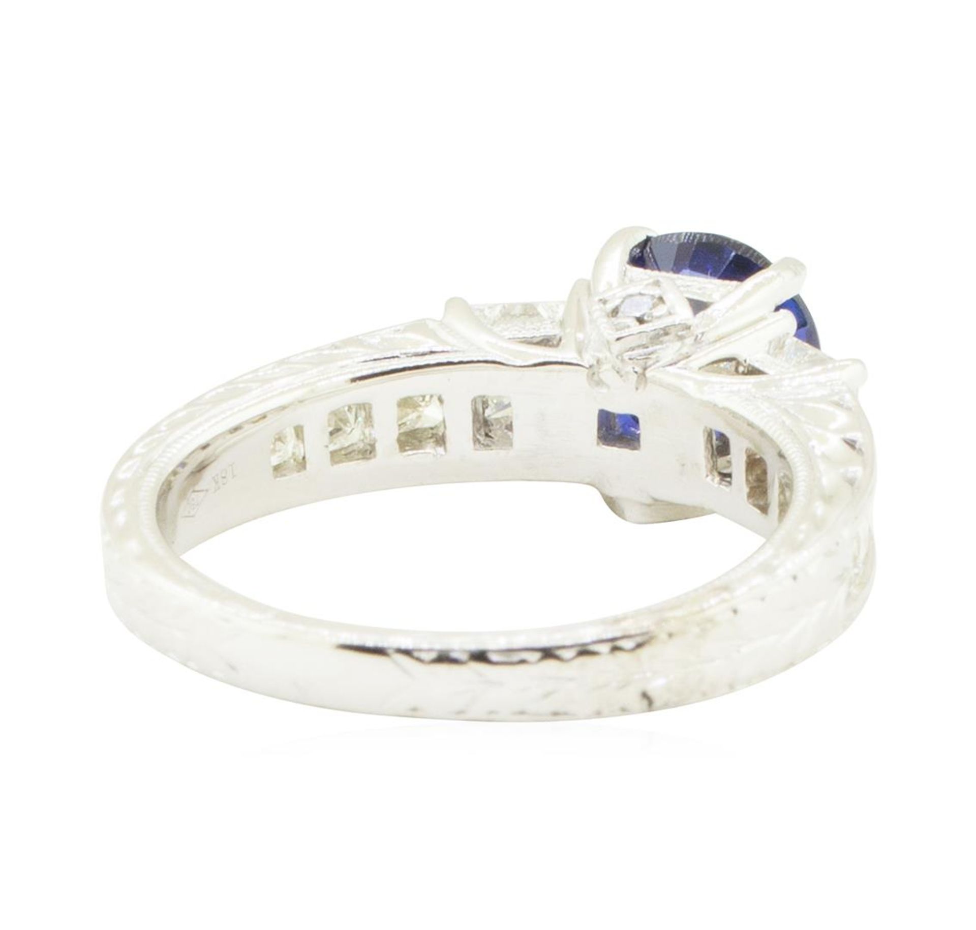 2.38 ctw Round Brilliant Blue Sapphire And Diamond Ring - 18KT White Gold - Image 3 of 5