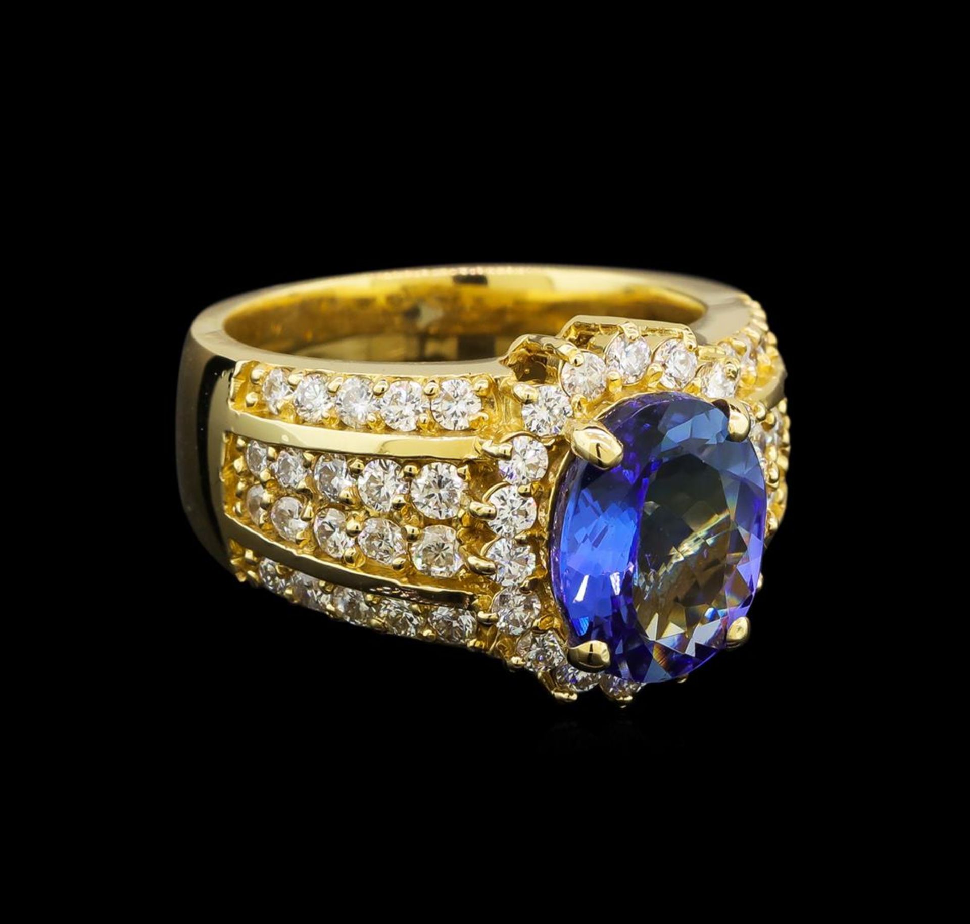 14KT Yellow Gold 3.29 ctw Tanzanite and Diamond Ring