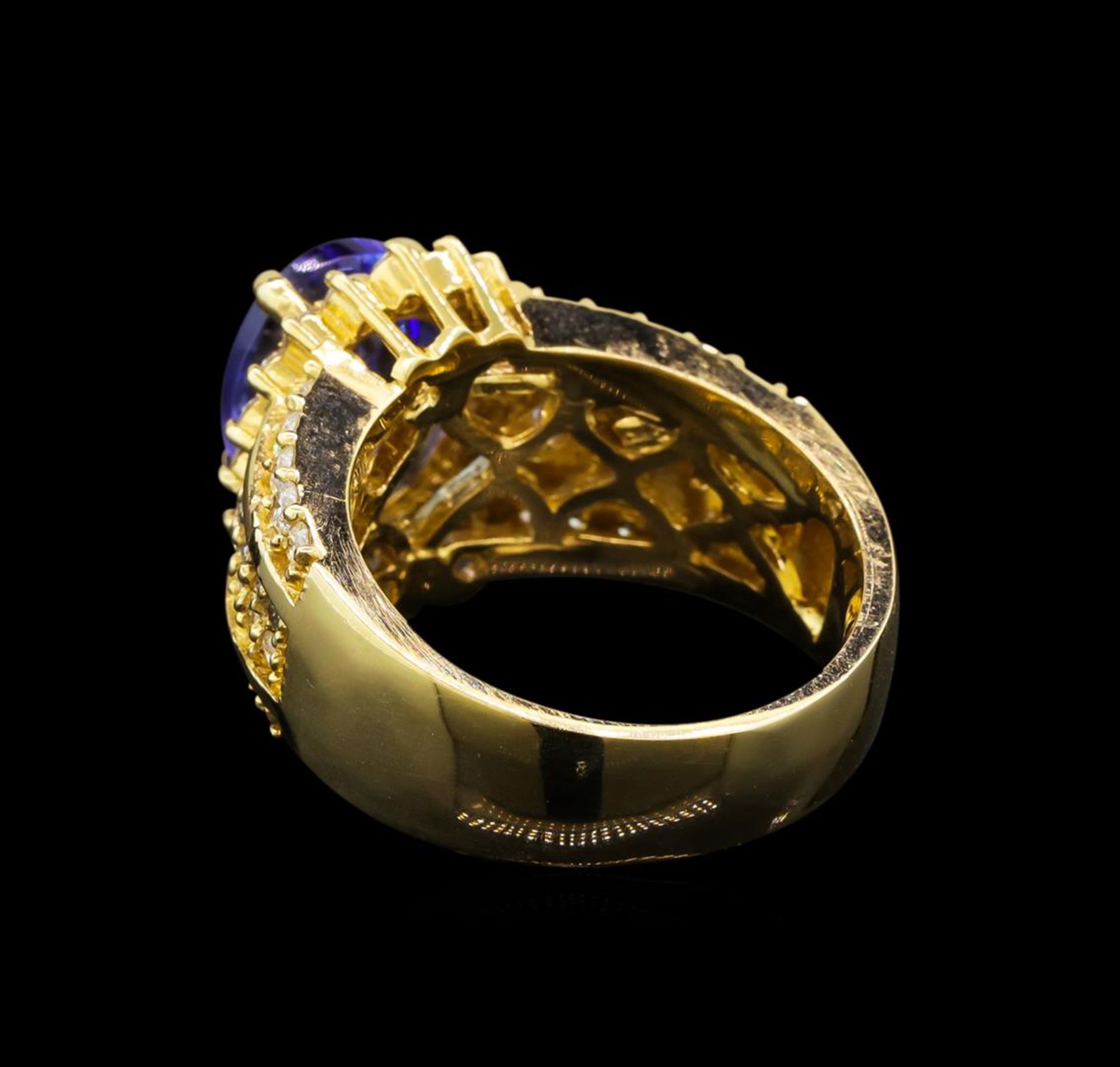 14KT Yellow Gold 3.29 ctw Tanzanite and Diamond Ring - Image 3 of 5