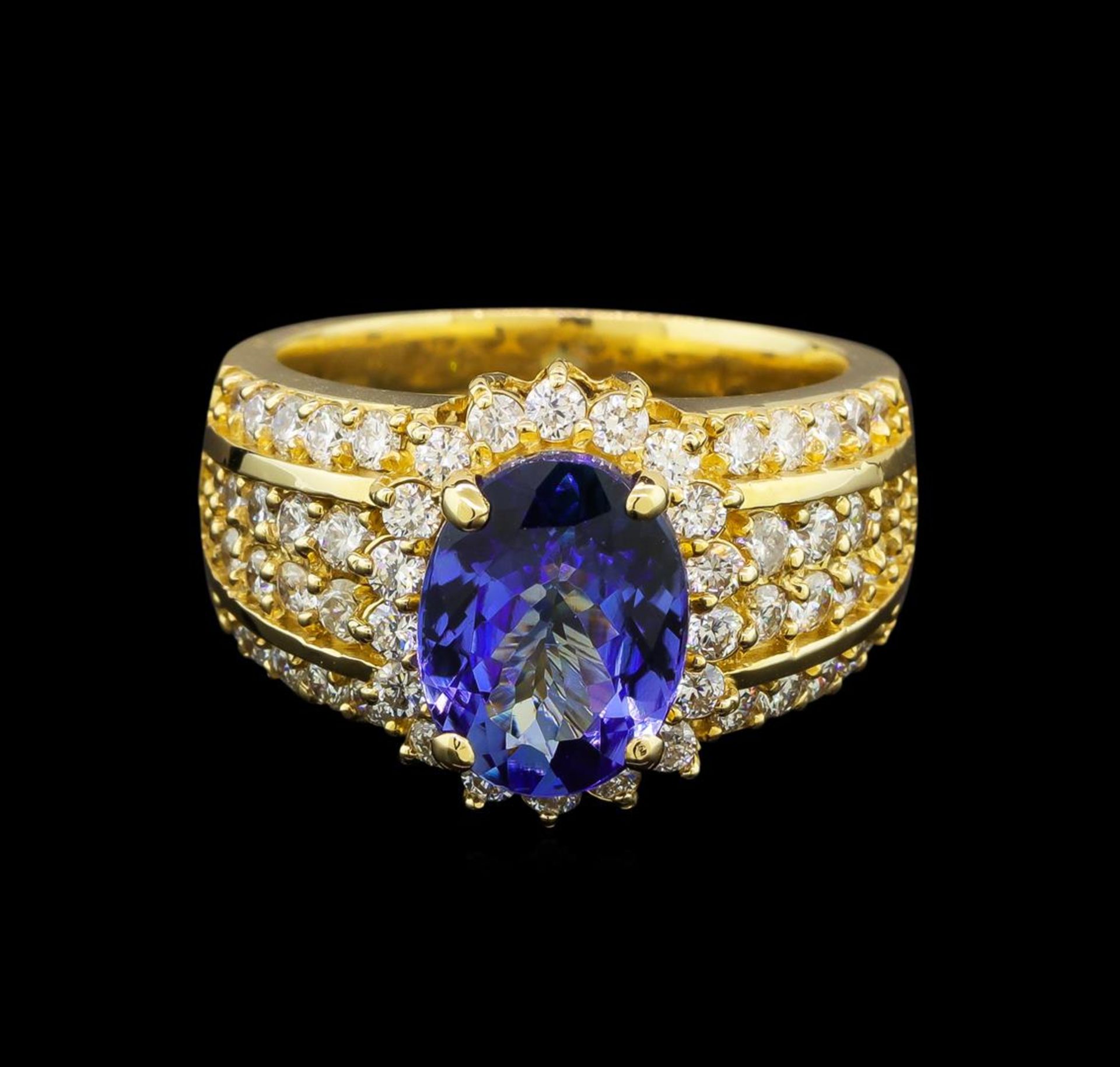 14KT Yellow Gold 3.29 ctw Tanzanite and Diamond Ring - Image 2 of 5