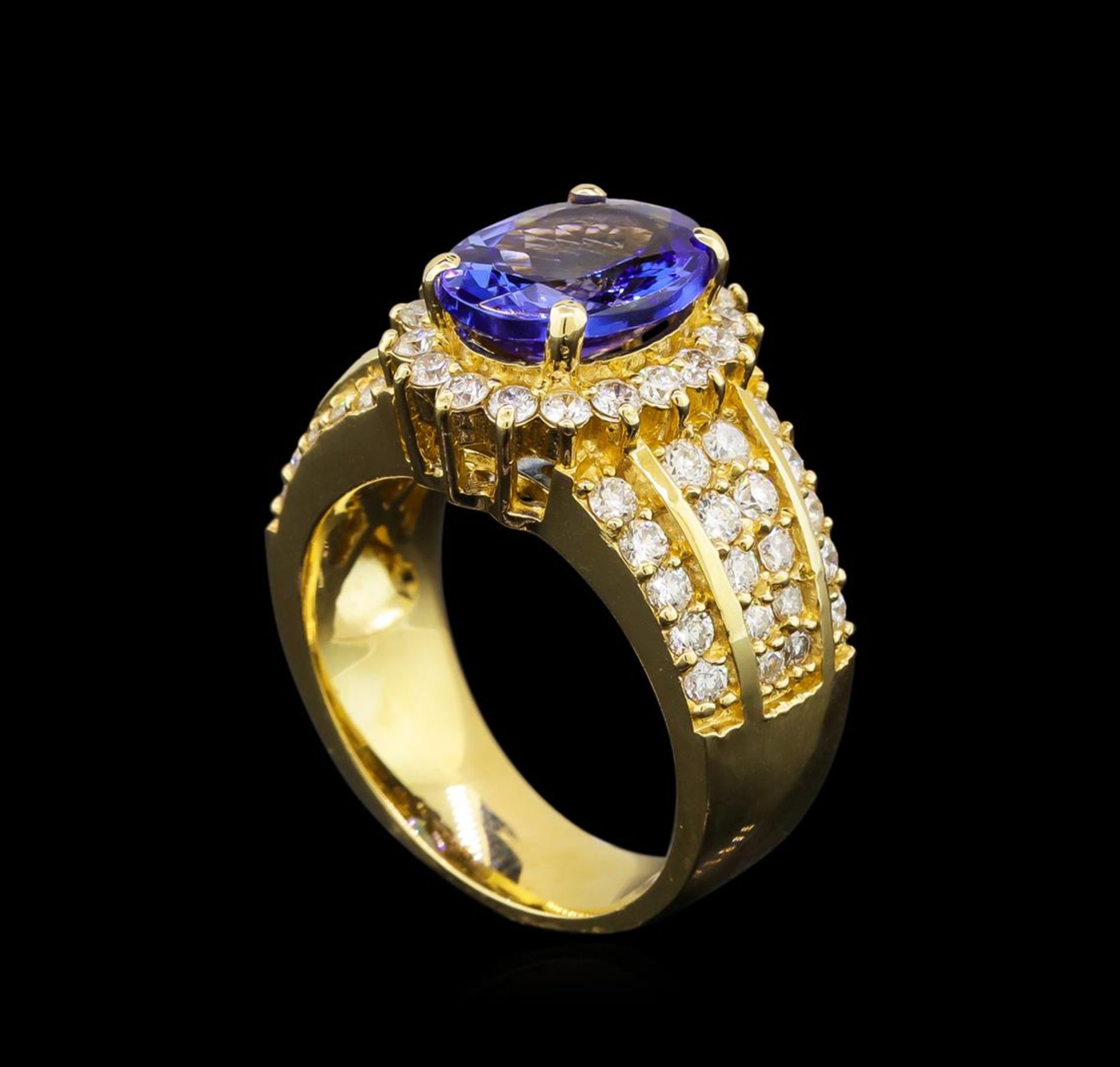 14KT Yellow Gold 3.29 ctw Tanzanite and Diamond Ring - Image 4 of 5