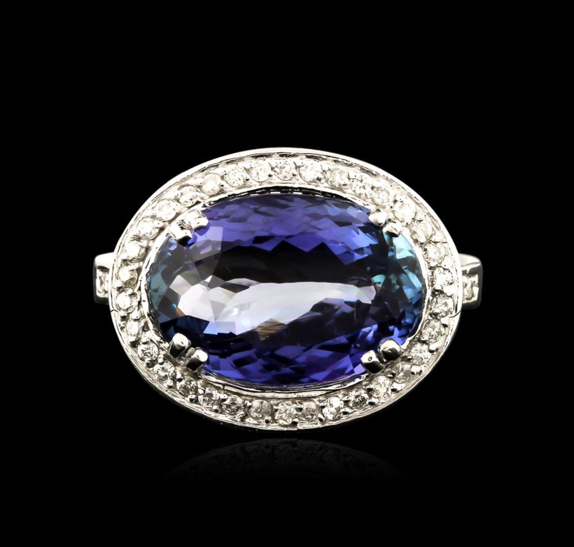 6.52 ctw Tanzanite and Diamond Ring - 14KT White Gold - Image 2 of 3