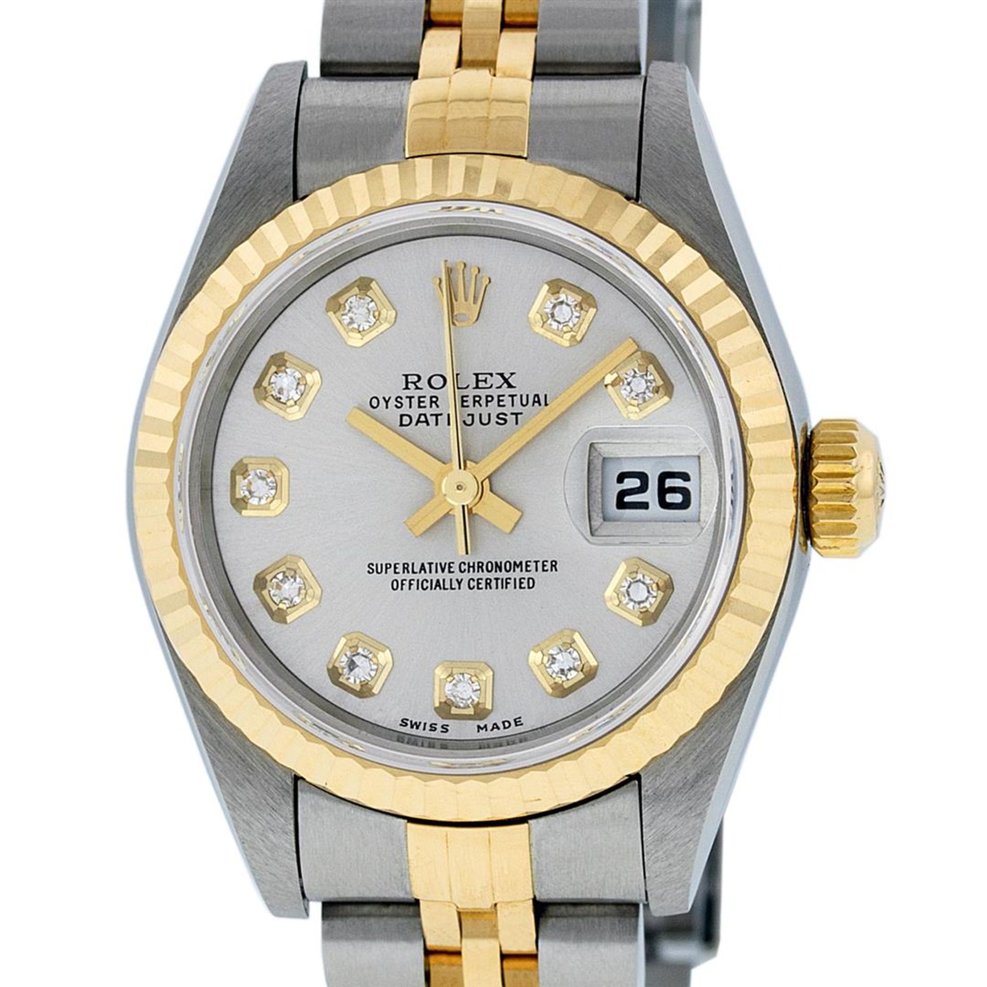 Rolex Ladies Quickset 2 Tone 18K Silver Diamond Datejust Wristwatch - Image 2 of 9