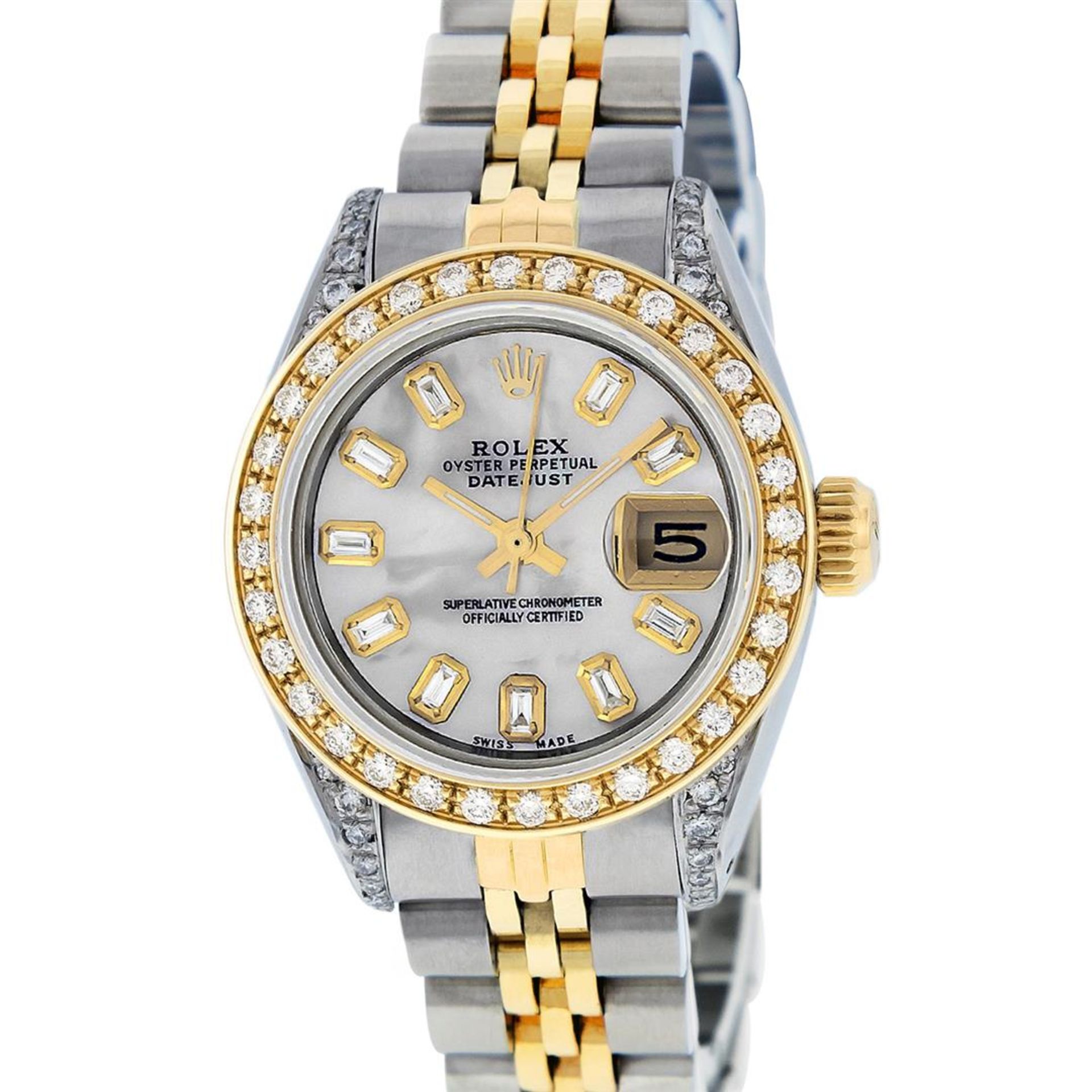 Rolex Ladies 2 Tone MOP Baguette Diamond Lugs 26MM Oyster Perpetual Datejust - Image 2 of 7