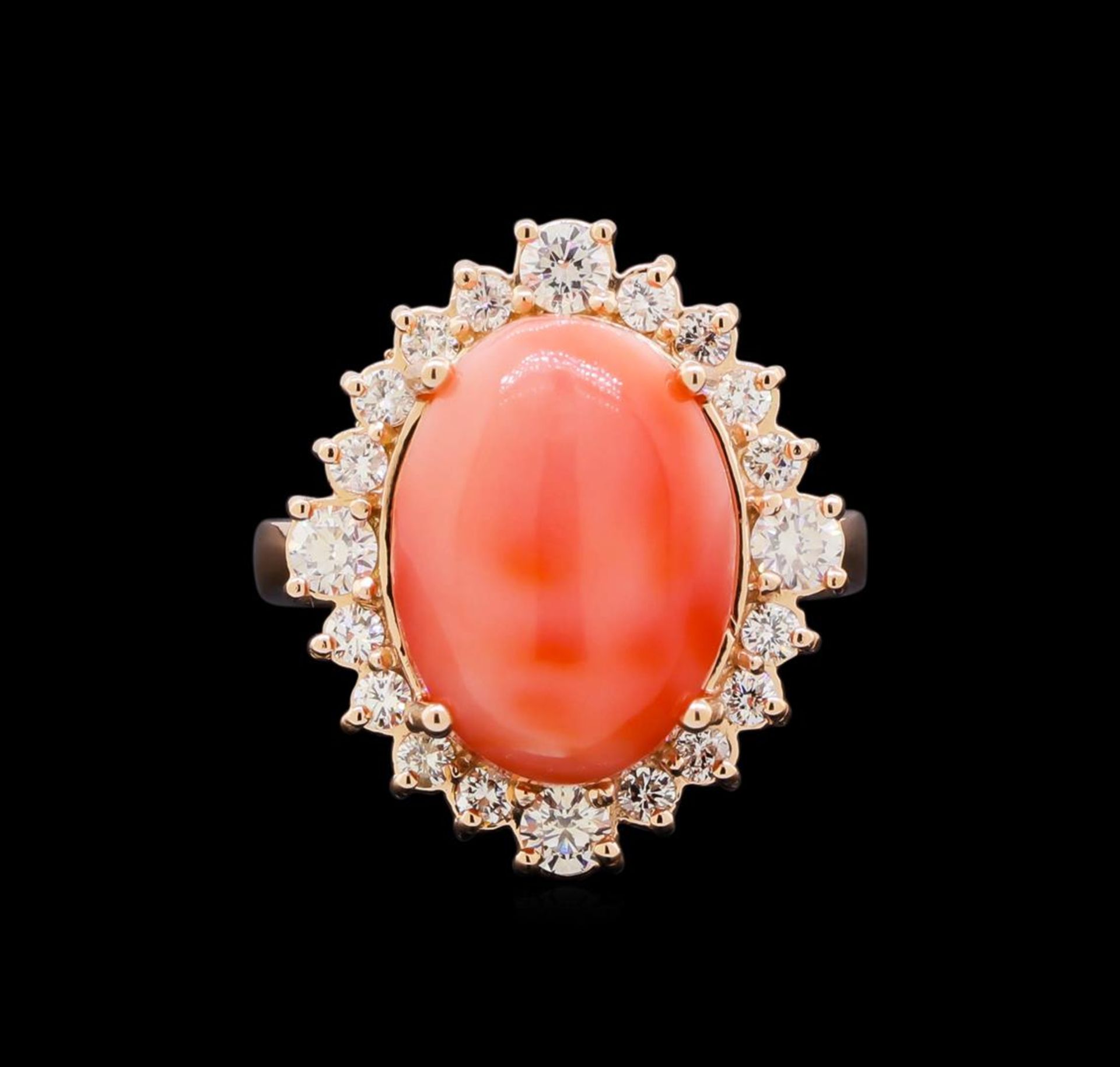 8.10 ctw Pink Coral and Diamond Ring - 14KT Rose Gold - Image 2 of 5