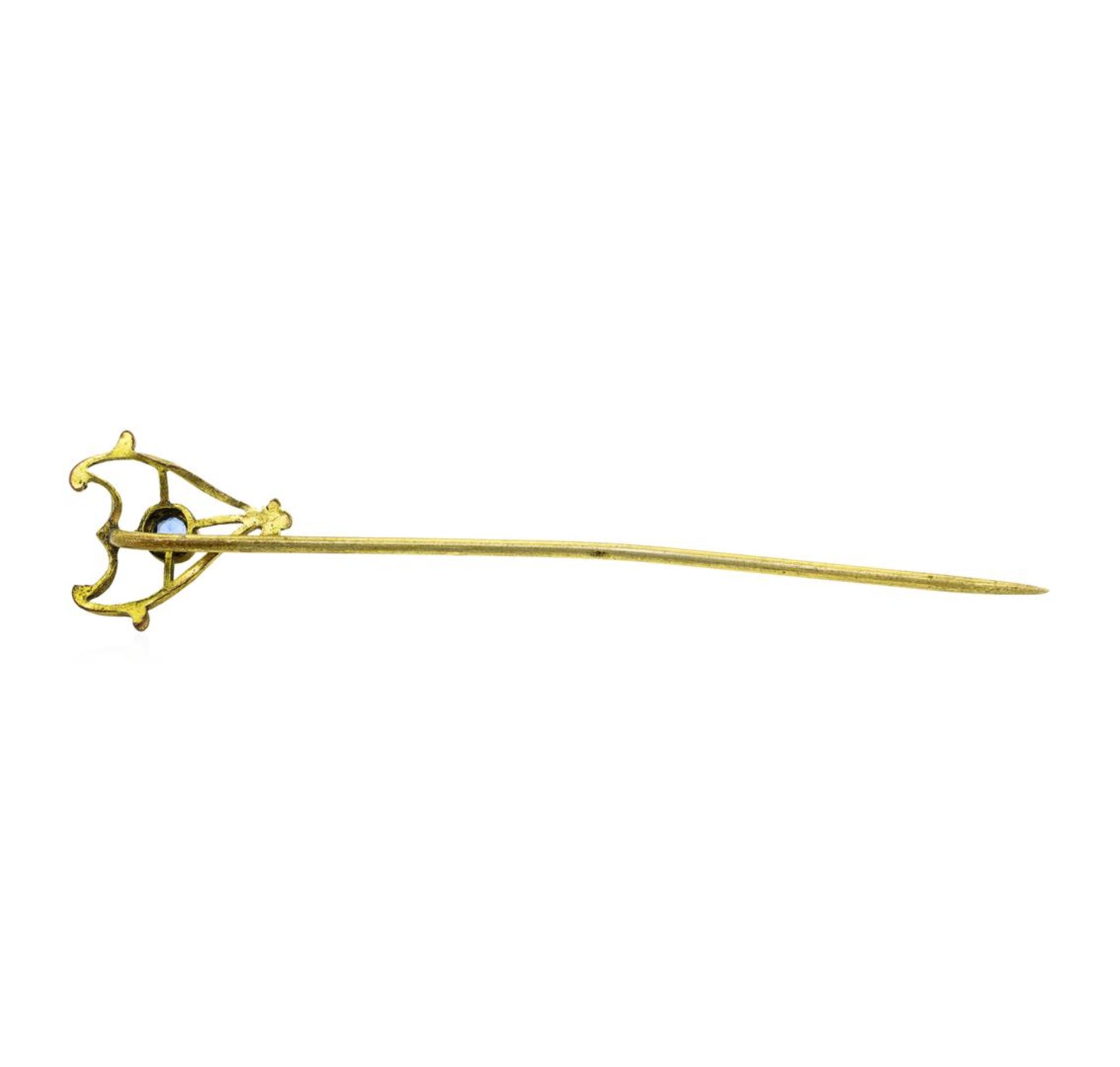 Blue Crystal Stick Pin - Yellow Gold Plated - Image 2 of 2
