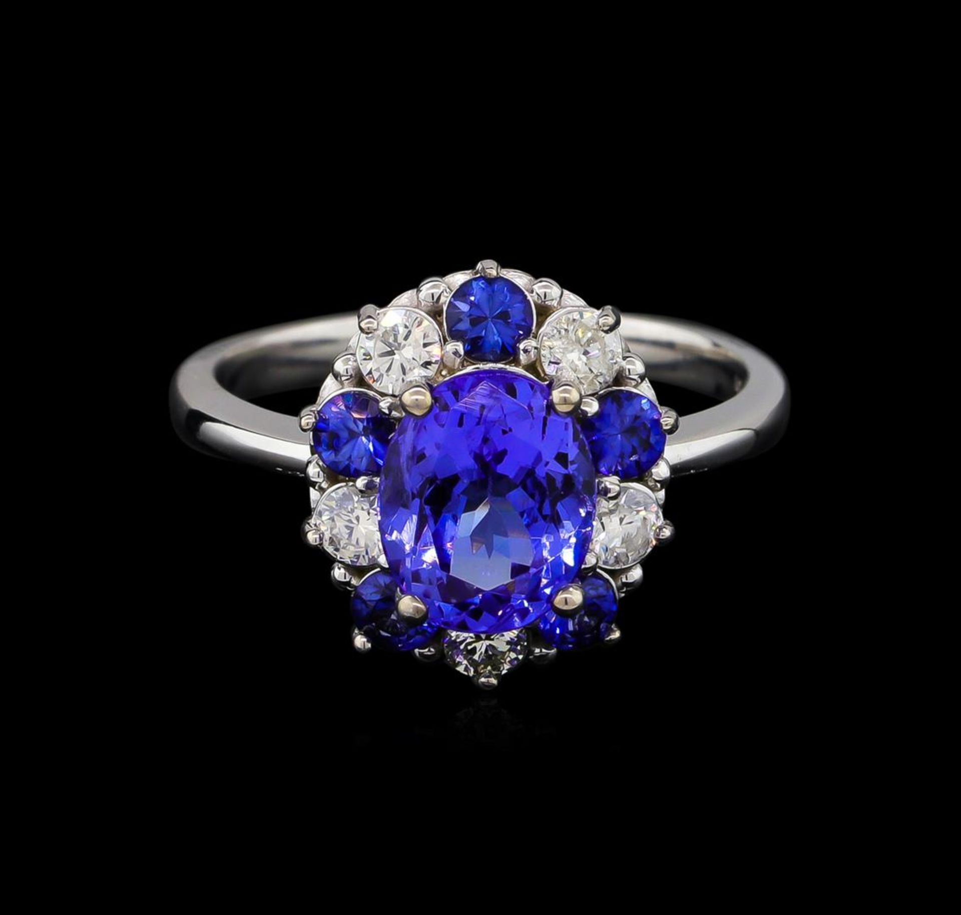 2.55ct Tanzanite, Sapphire and Diamond Ring - 14KT White Gold - Image 2 of 4