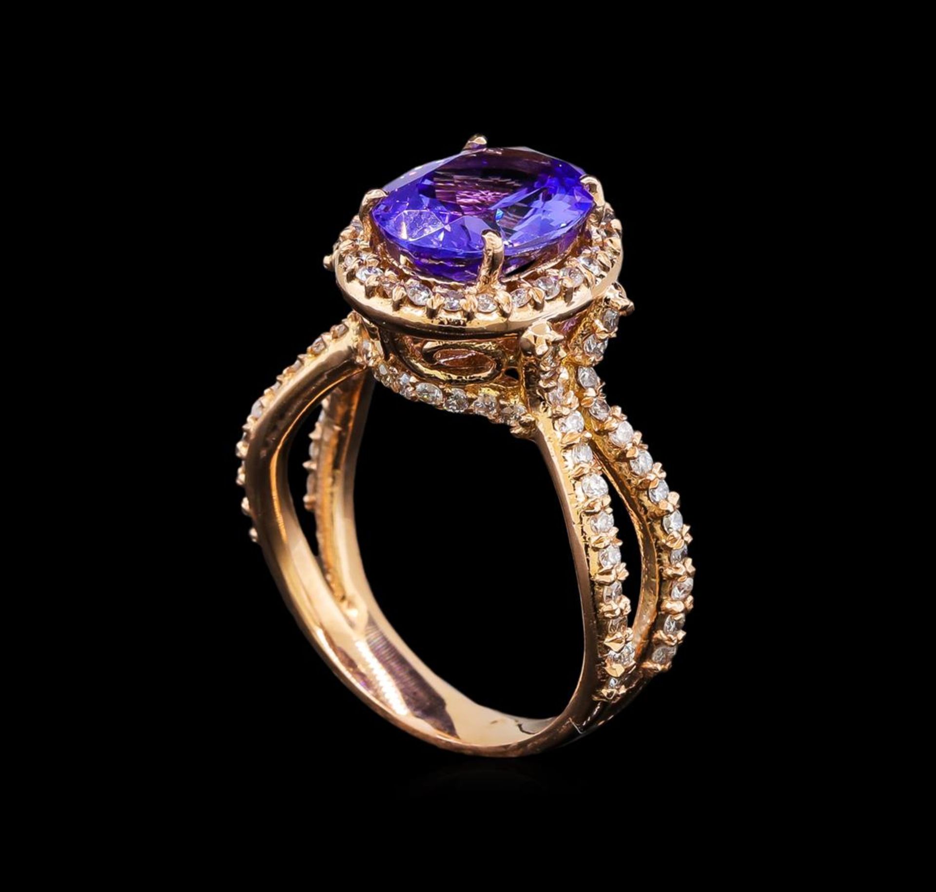 14KT Rose Gold 4.34 ctw Tanzanite and Diamond Ring - Image 4 of 5